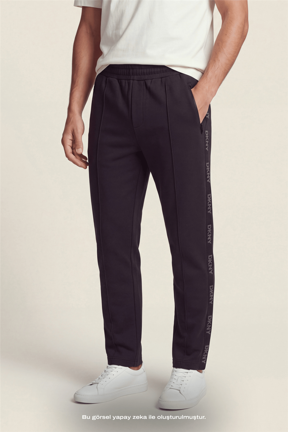 DKNY Jacquard Tape Sweatpant Erkek Eşofman Altı Siyah
