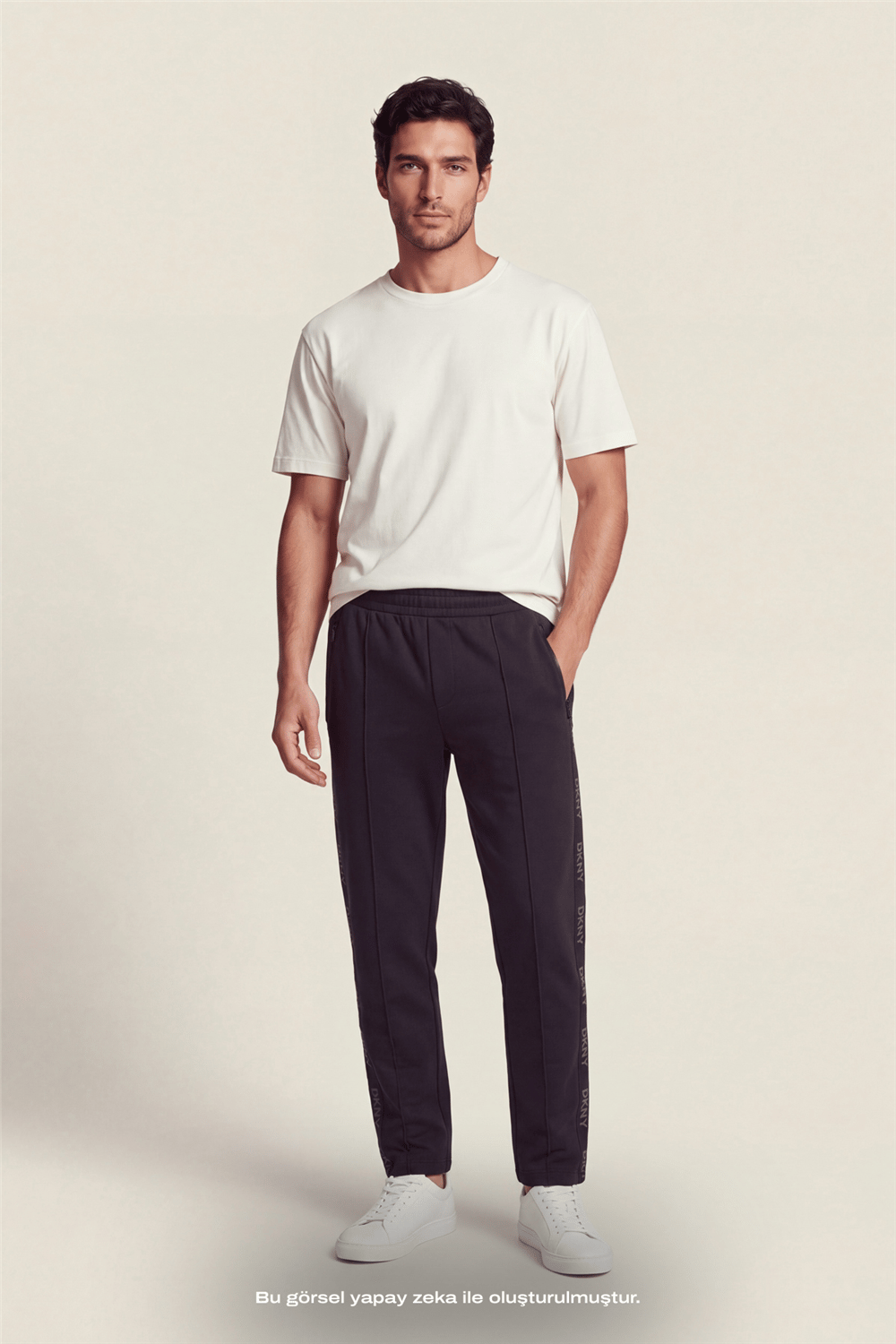DKNY Jacquard Tape Sweatpant Erkek Eşofman Altı Siyah