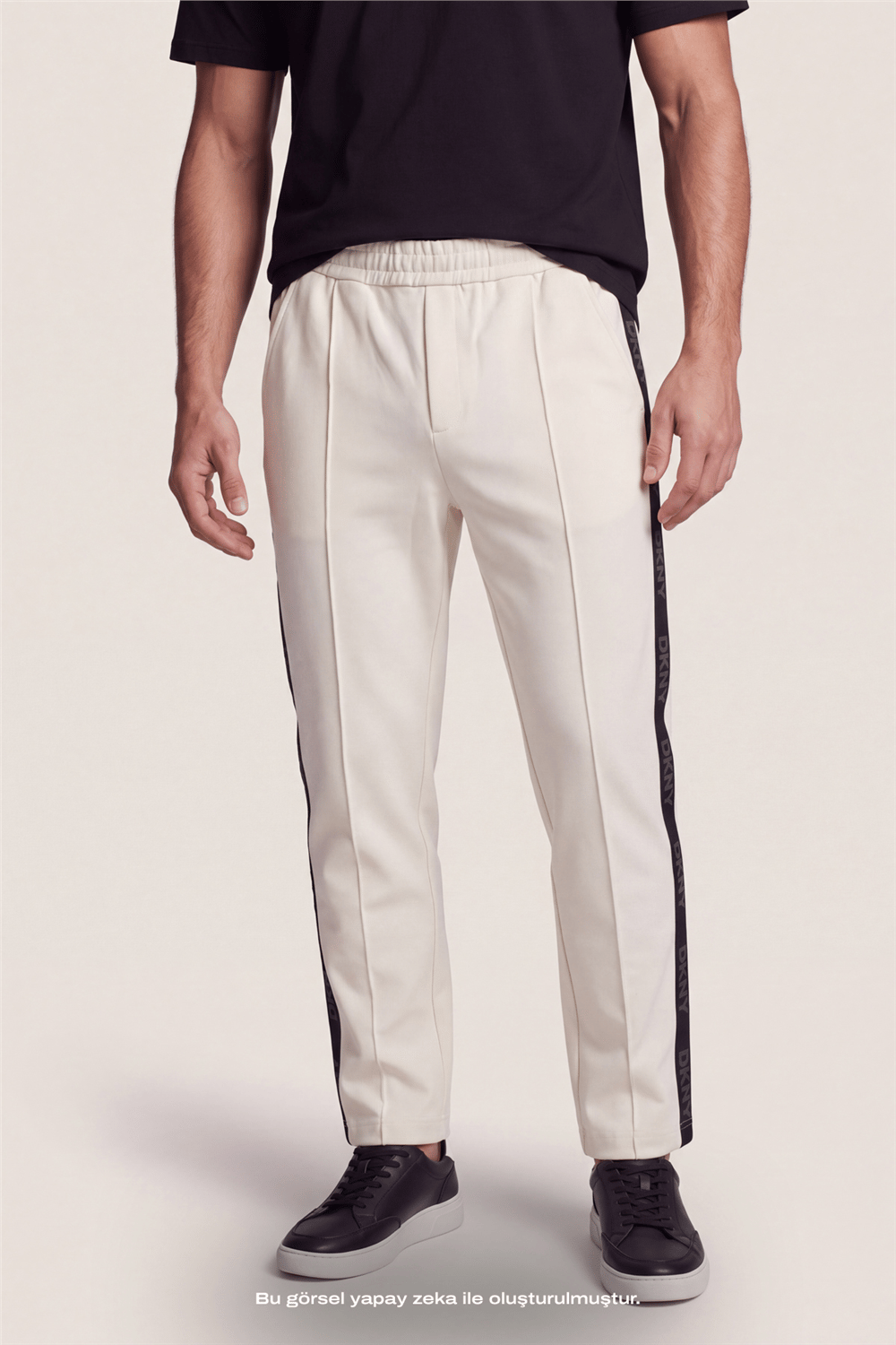 DKNY Jacquard Tape Sweatpant Erkek Eşofman Altı Beyaz