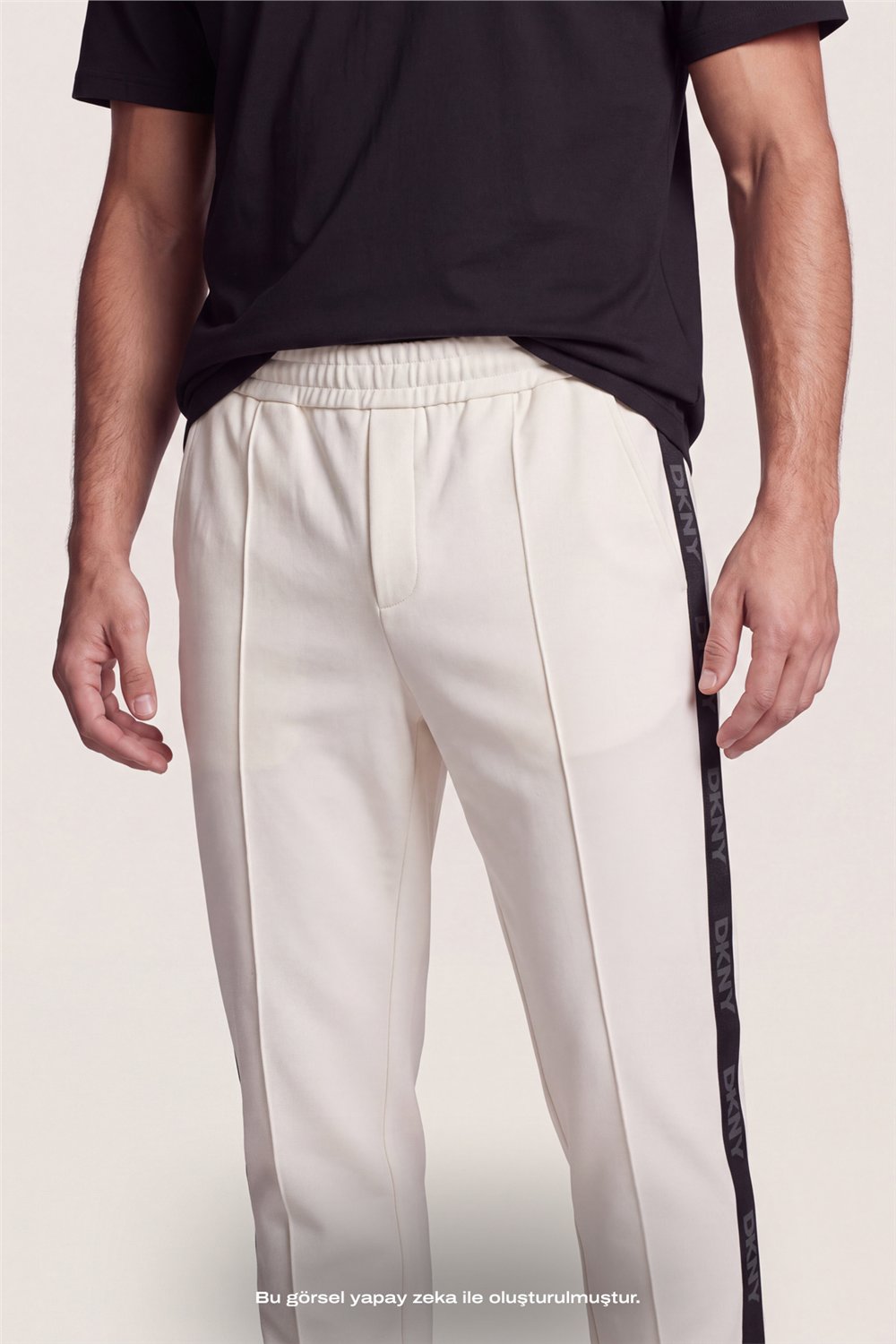 DKNY Jacquard Tape Sweatpant Erkek Eşofman Altı Beyaz