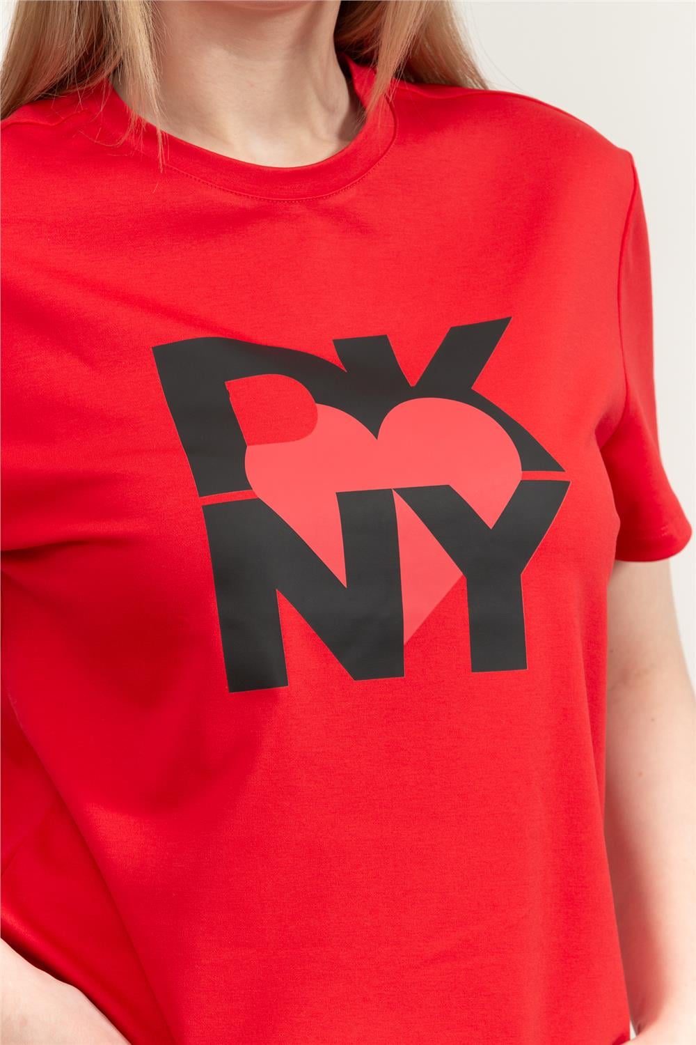 DKNY Kadın Bisiklet Yaka T-Shirt Kırmızı