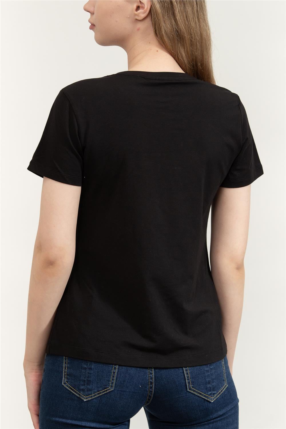 DKNY Kadın Bisiklet Yaka T-Shirt Siyah