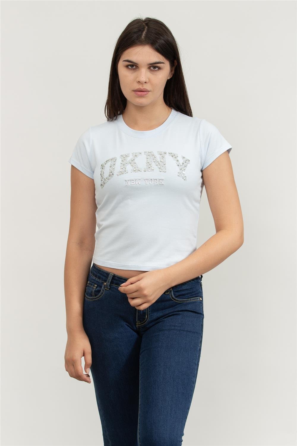 DKNY Kadın Bisiklet Yaka T-Shirt Çok Renkli