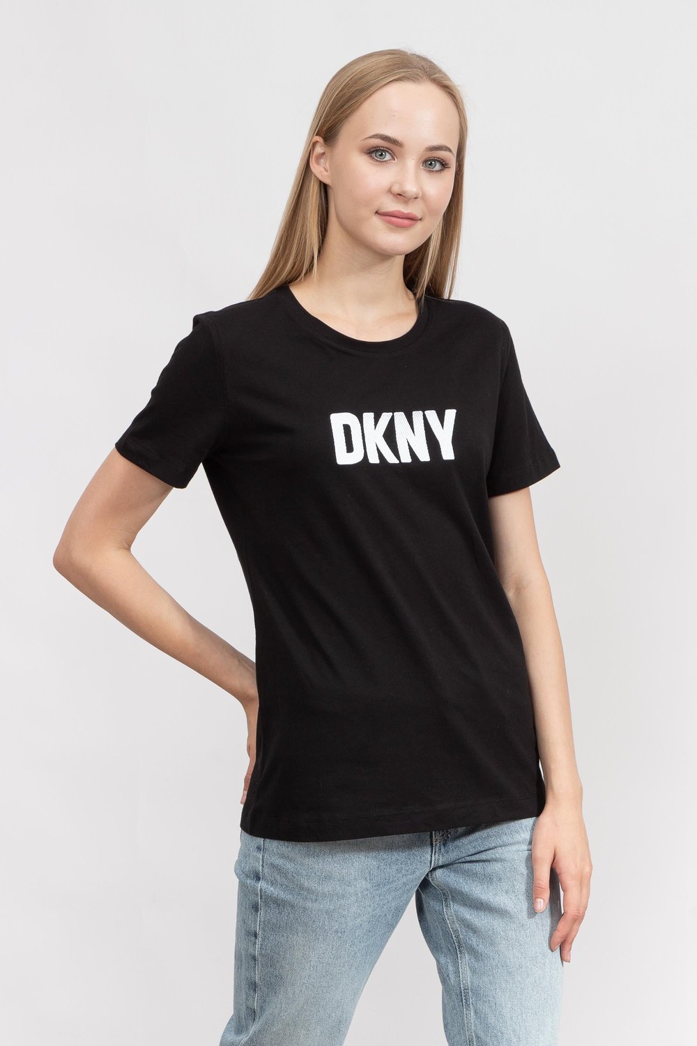 DKNY Kadın Bisiklet Yaka T-Shirt Siyah