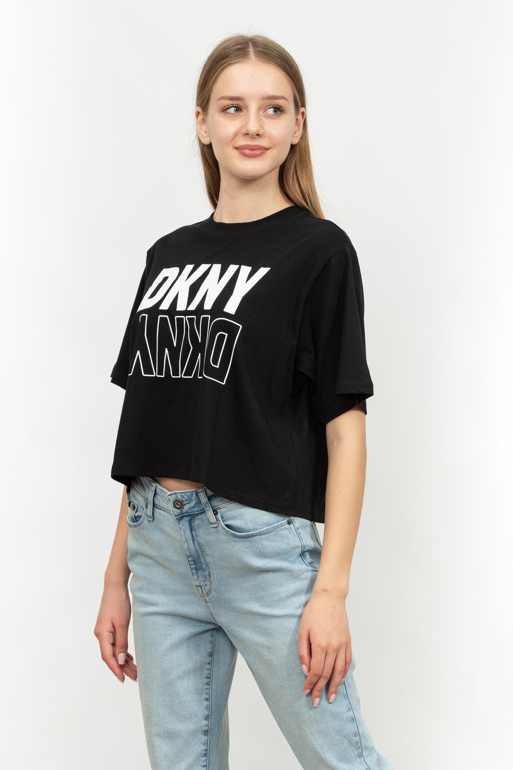 DKNY Kadın Bisiklet Yaka T-Shirt Siyah