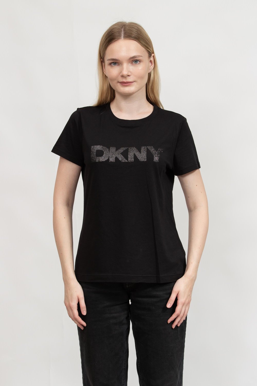 DKNY Kadın Bisiklet Yaka T-Shirt Siyah