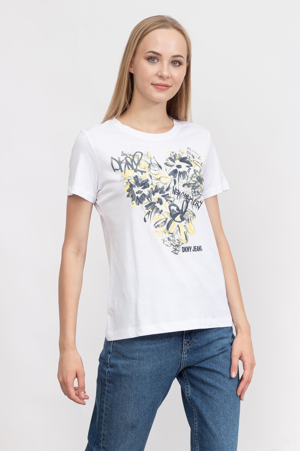 DKNY Kadın Bisiklet Yaka T-Shirt Beyaz