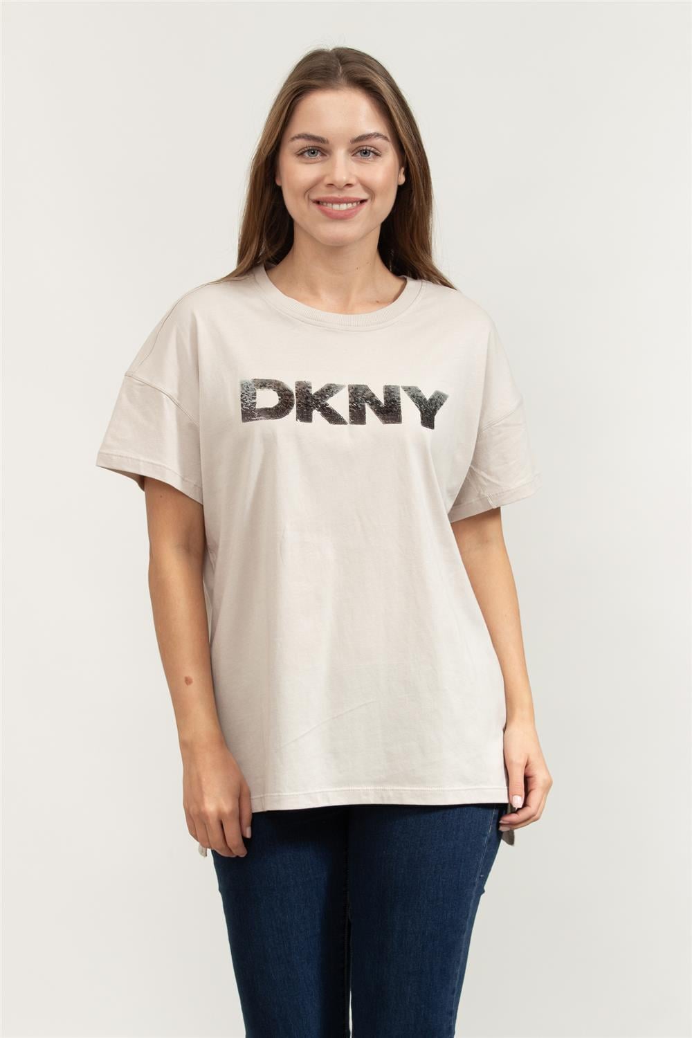 DKNY Kadın Bisiklet Yaka T-Shirt Çok Renkli