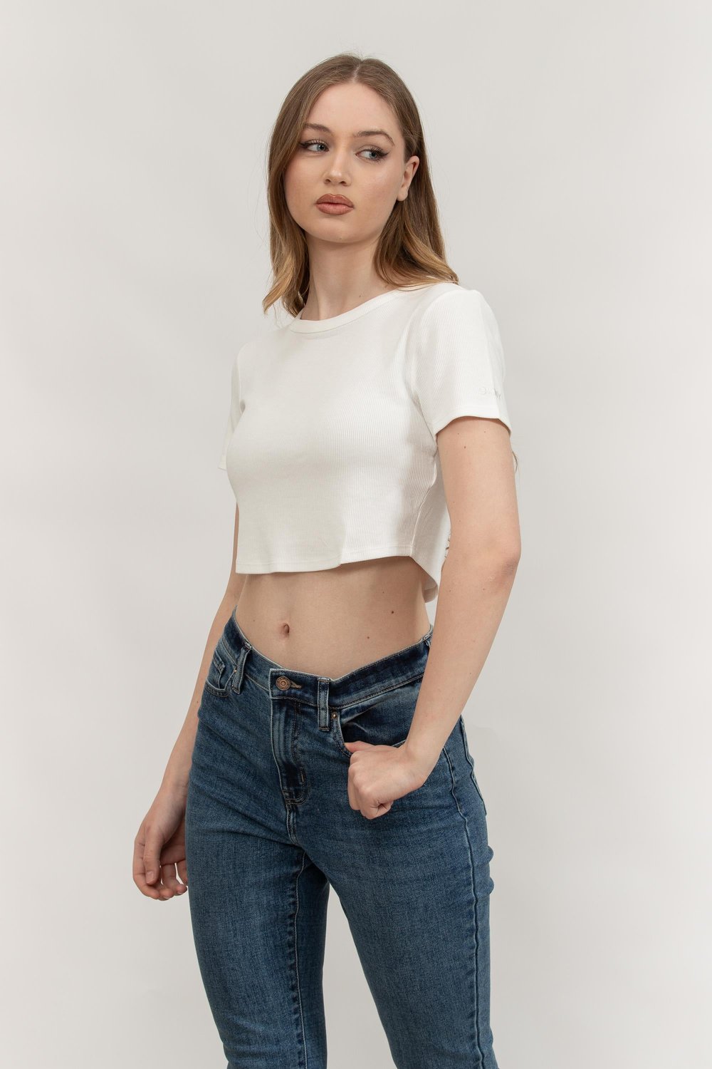 DKNY Kadın Bisiklet Yaka T-Shirt Fil Dişi