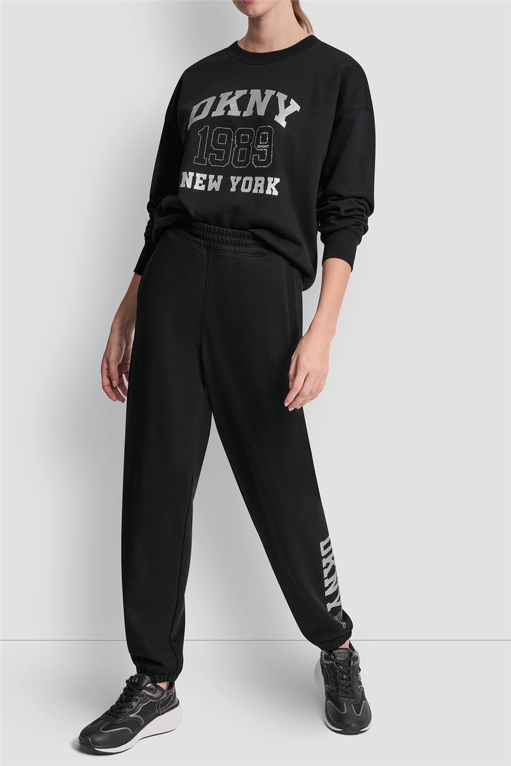 DKNY Kadın Dkny 1989 Rhinestud Jogger Pantolon Siyah