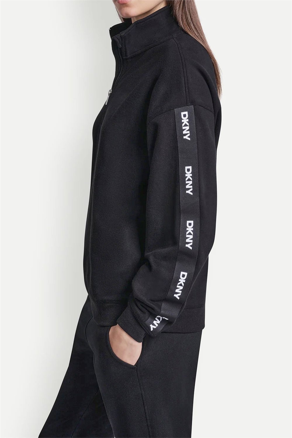 DKNY Kadın Dkny Classic Logo El Fermuarlı Sweatshirt Siyah