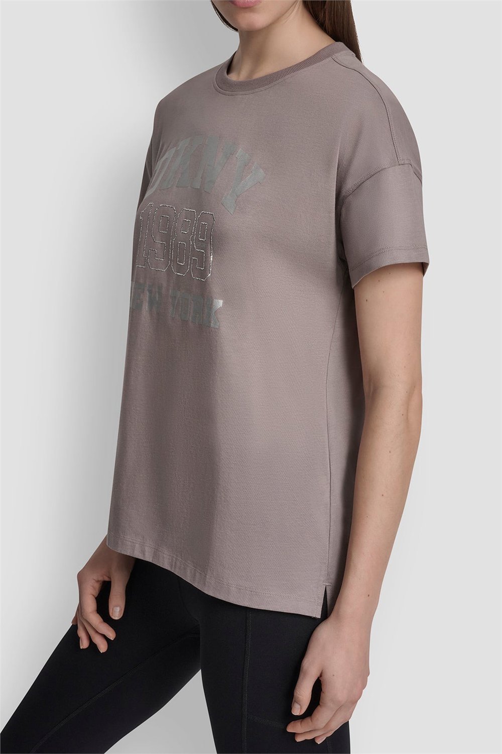 DKNY Kadın Dkny Ny 1989 Rhinest Bisiklet Yaka T-Shirt