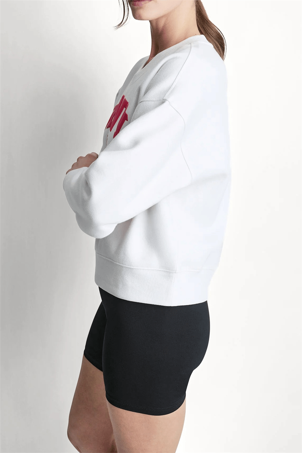 DKNY Kadın Dkny Puff Varsity Lo Bisiklet Yaka Sweatshirt
