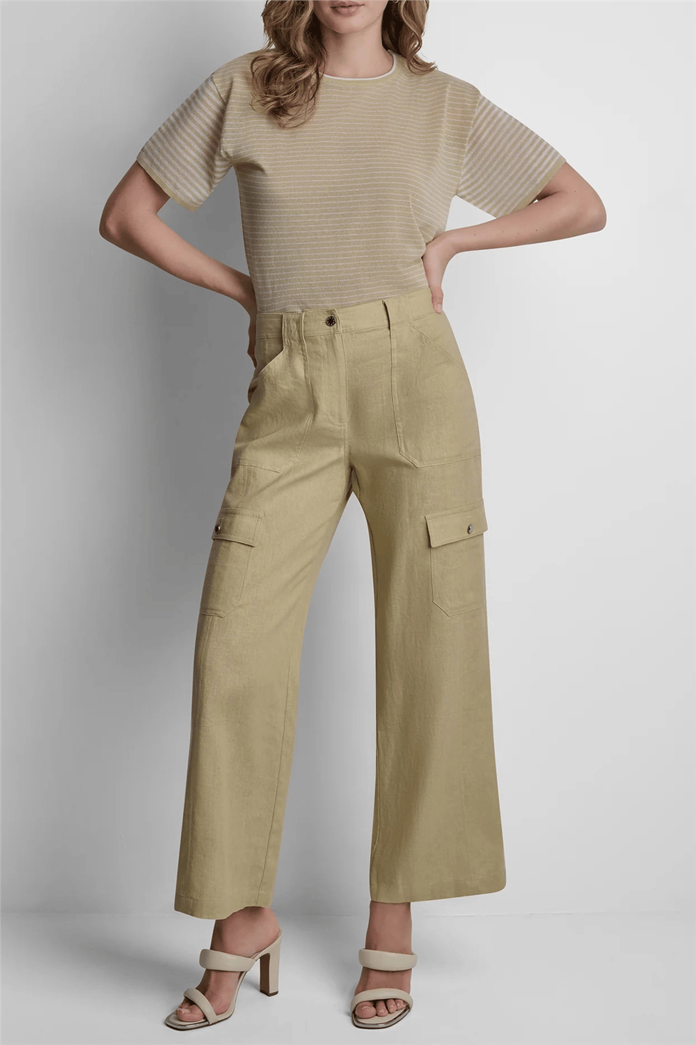DKNY Kadın Linen Viscose Cargo Keten Pantolon