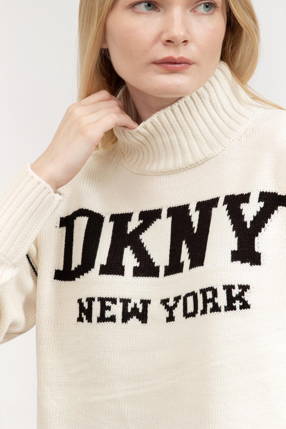 DKNY Intarsia Logo Turtle Kadın Kazak Çok Renkli