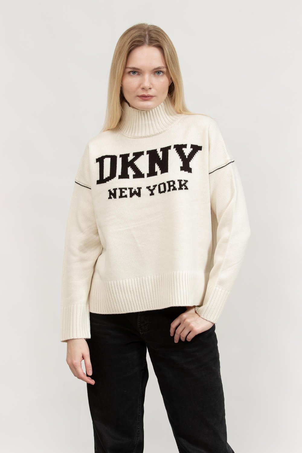DKNY Intarsia Logo Turtle Kadın Kazak Çok Renkli