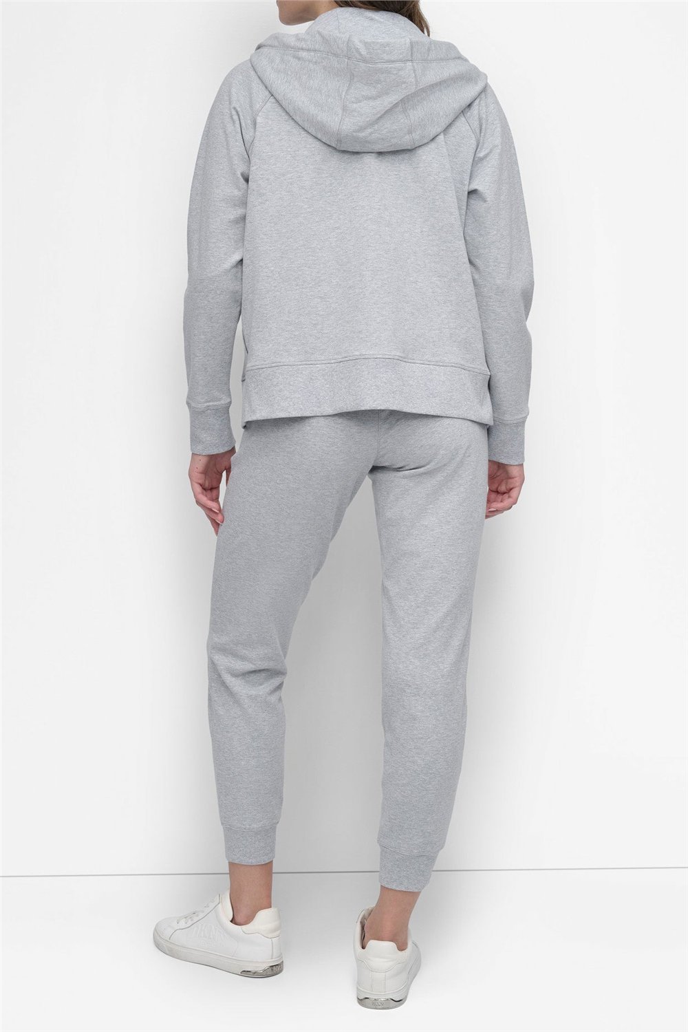 DKNY Kadın Two Tne Logo Zip Jkt Kapüşonlu Sweatshirt Gri