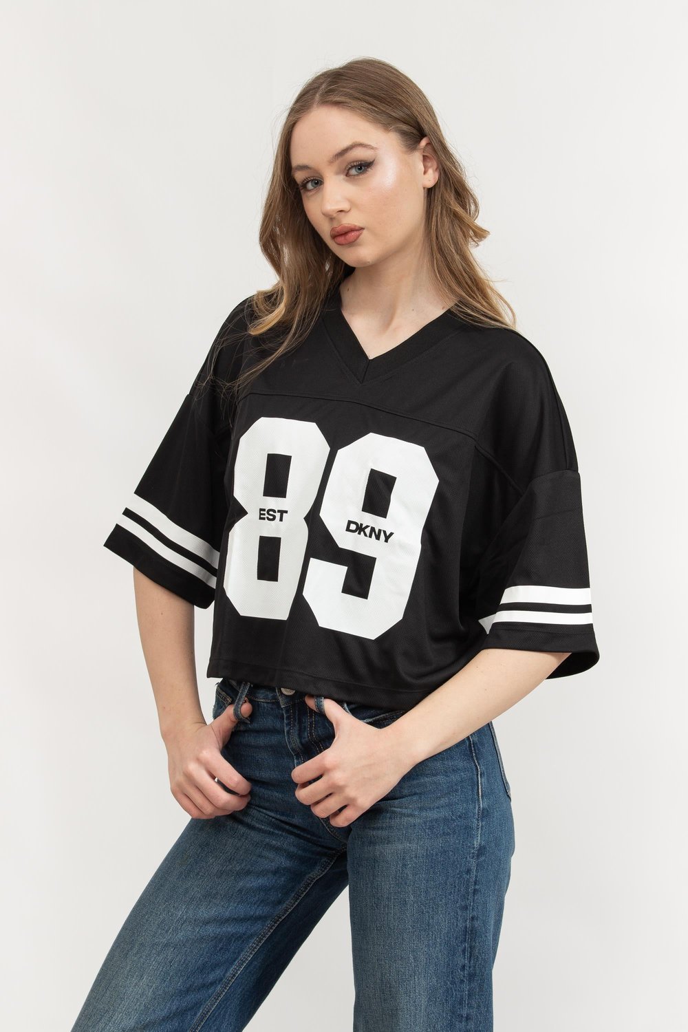 DKNY Kadın V Yaka T-Shirt