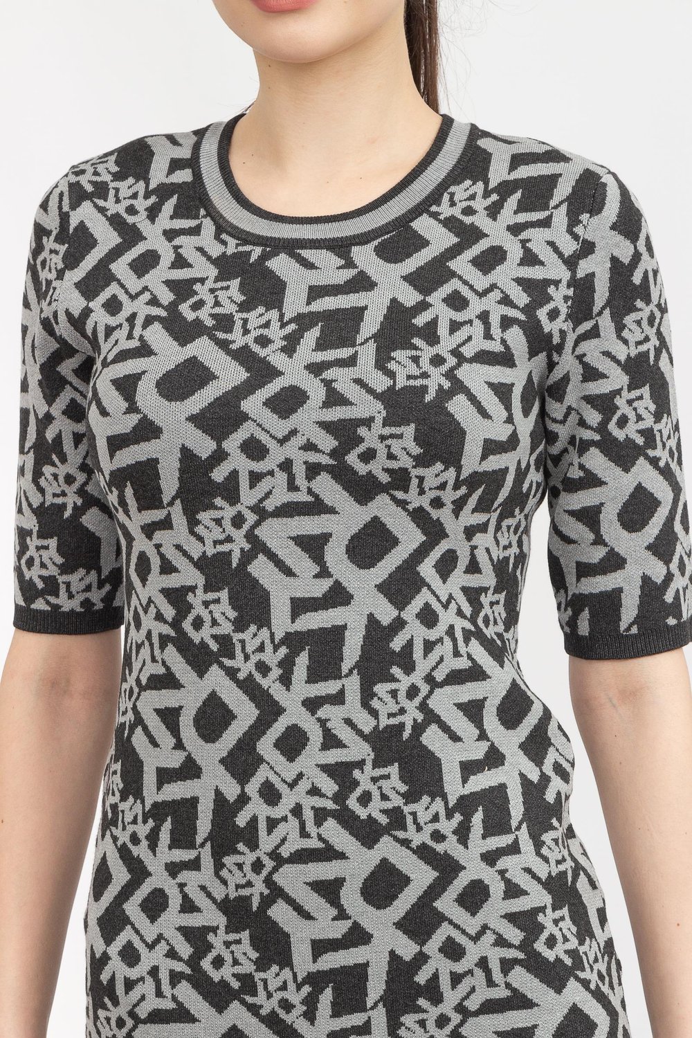DKNY Logo İntarsia Kadın Elbise Gri