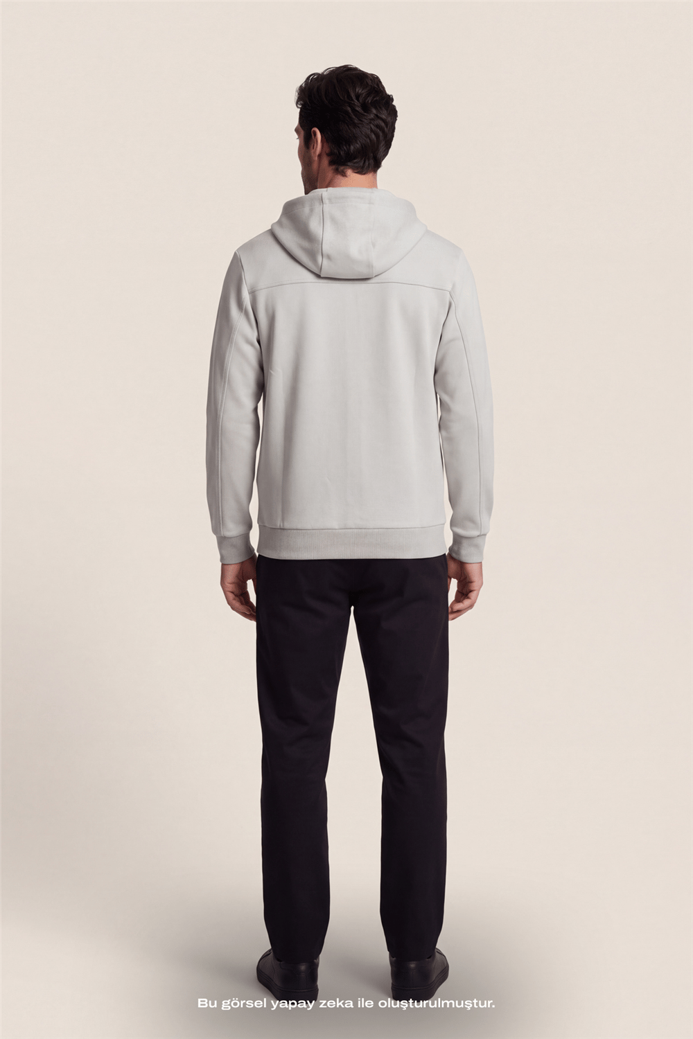 DKNY Logo Patch Hoodie Erkek Kapüşonlu Sweatshirt Taş Rengi