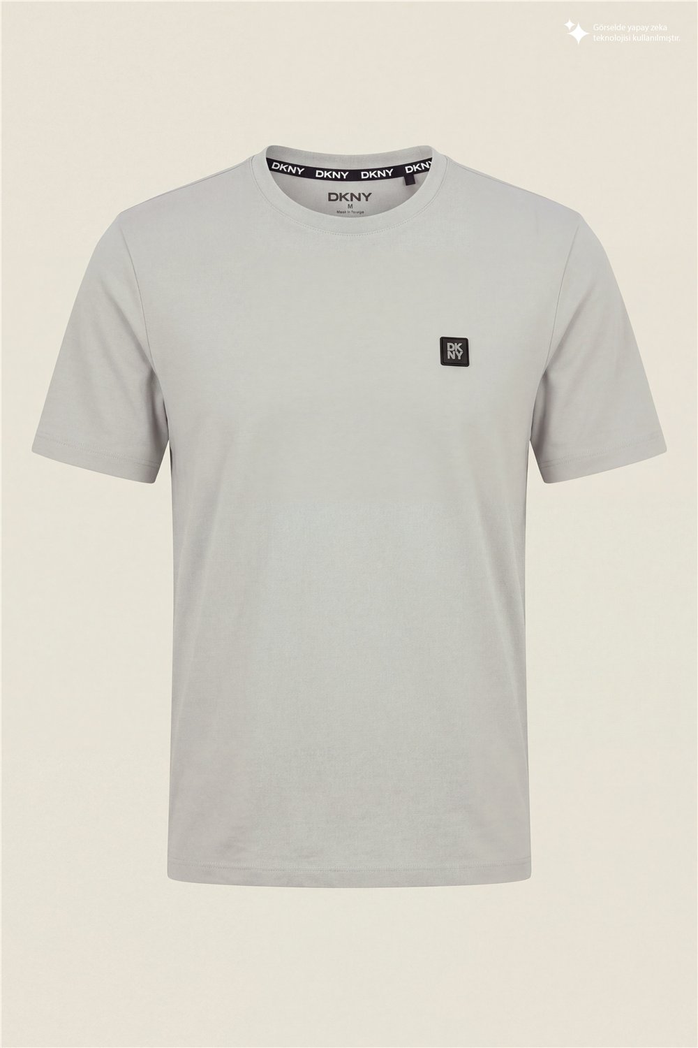 DKNY Metal Logo Tee Erkek Bisiklet Yaka T-Shirt Taş Rengi