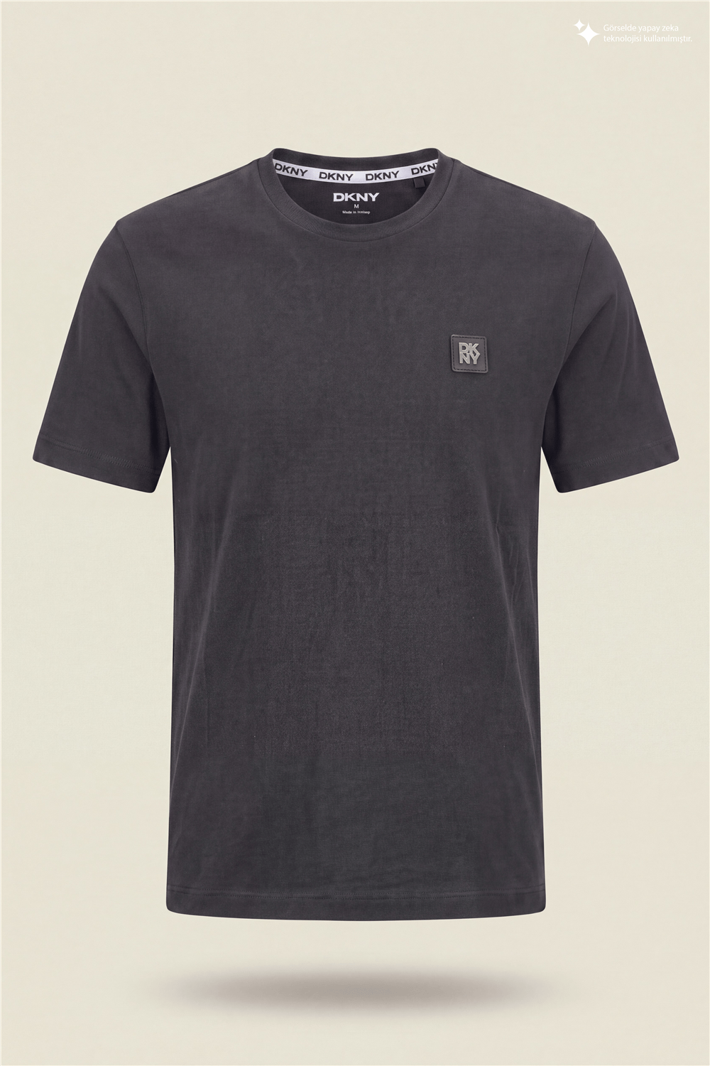 DKNY Metal Logo Tee Erkek Bisiklet Yaka T-Shirt Siyah