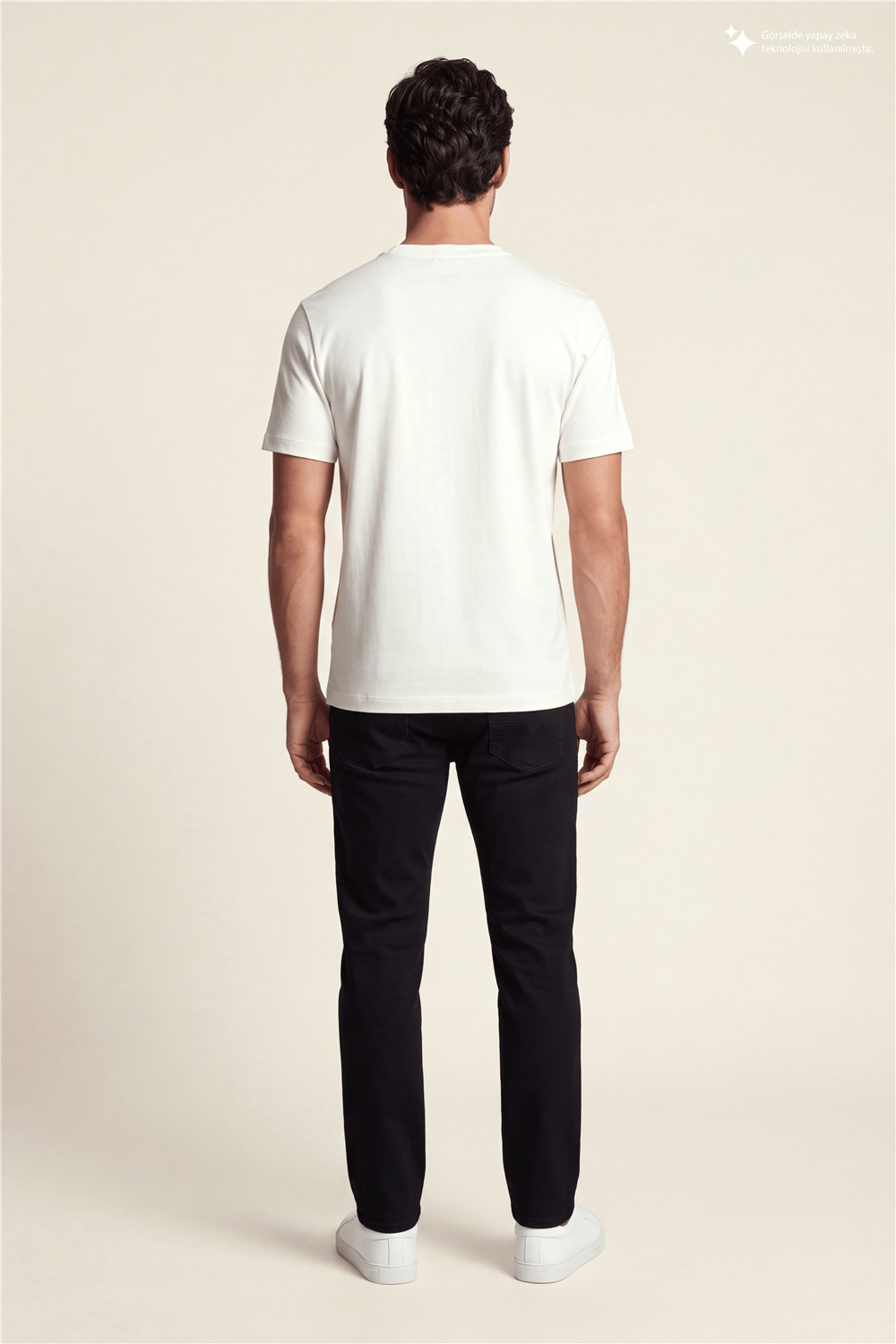 DKNY Patch Logo Tee Erkek Bisiklet Yaka T-Shirt Beyaz