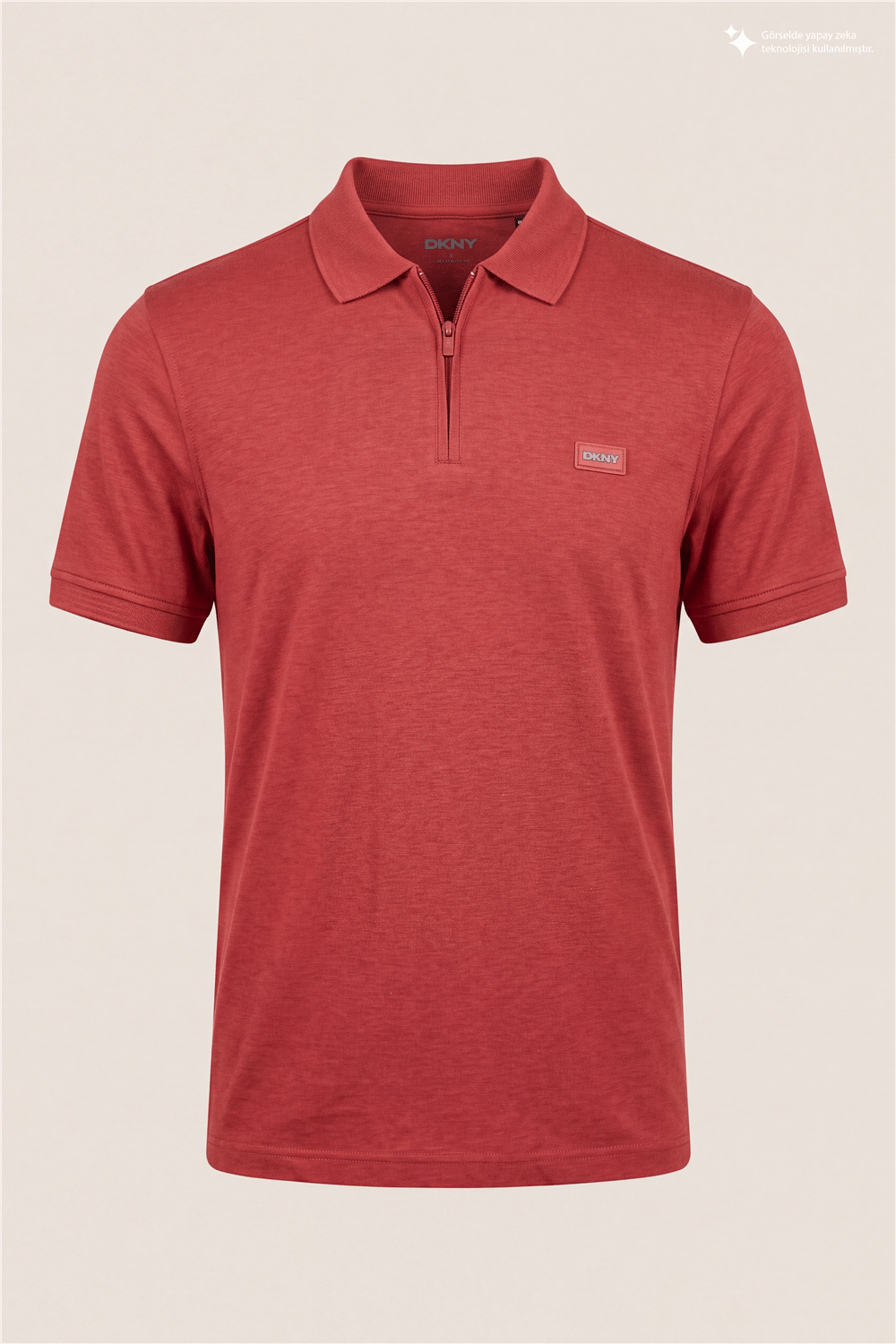 DKNY Quarter Zip Polo Erkek Polo Yaka T-Shirt Kiremit