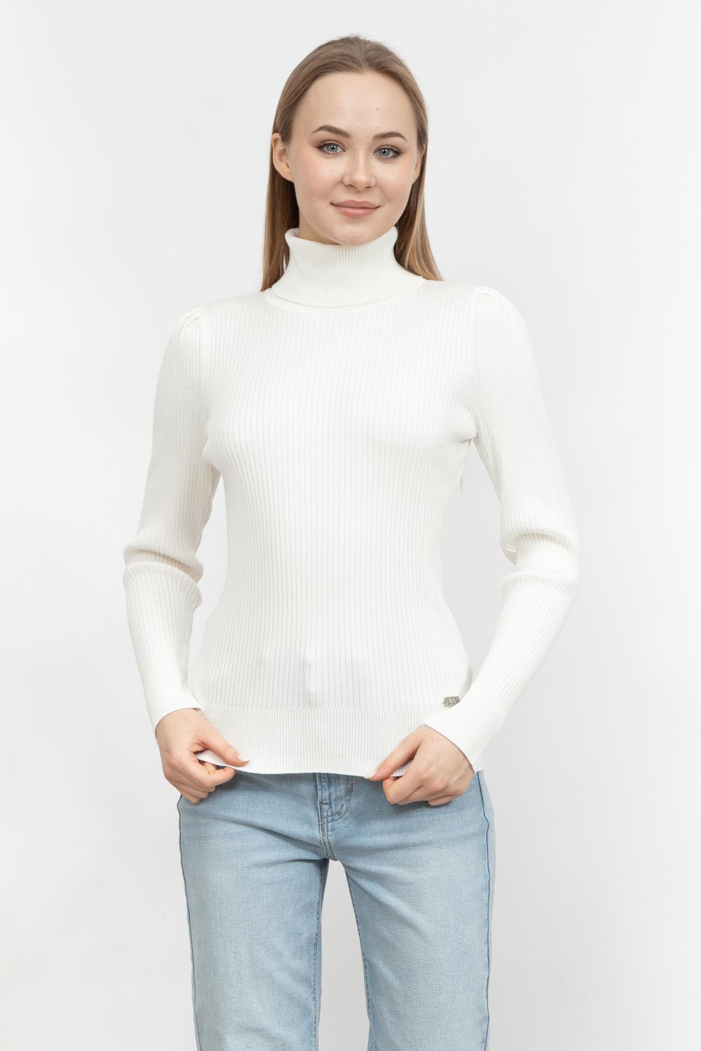 DKNY Solid Ribbed Turtlen Kadın Triko