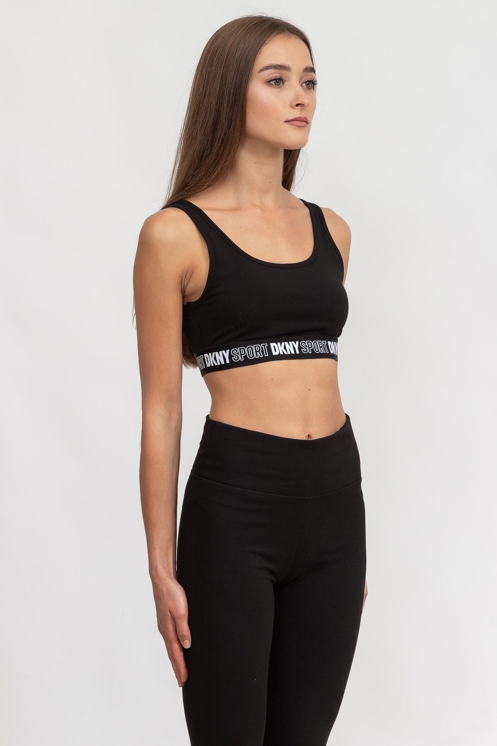 DKNY Sport Outline Logo Kadın Sporcu Sütyen Siyah
