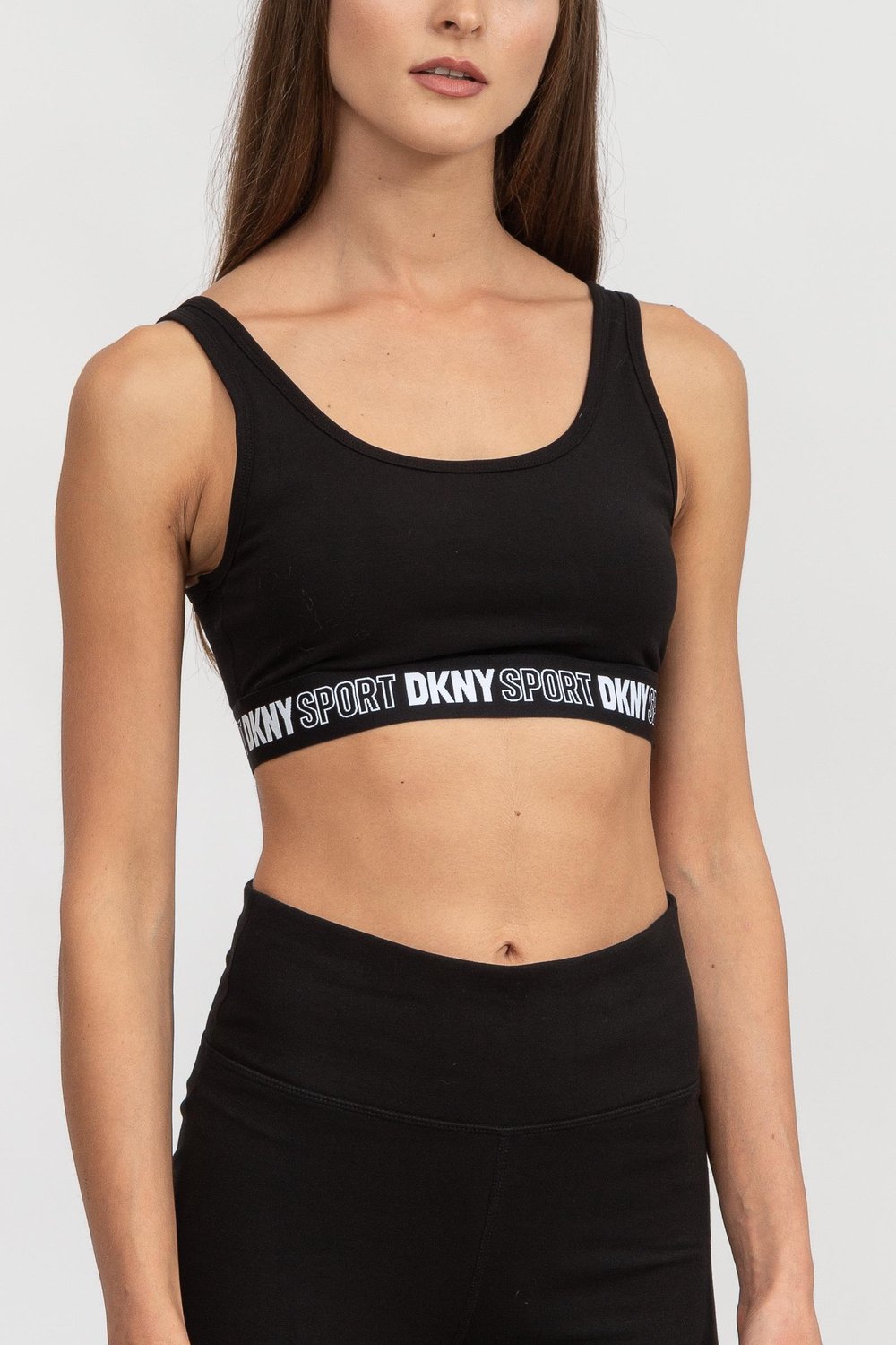 DKNY Sport Outline Logo Kadın Sporcu Sütyen Siyah