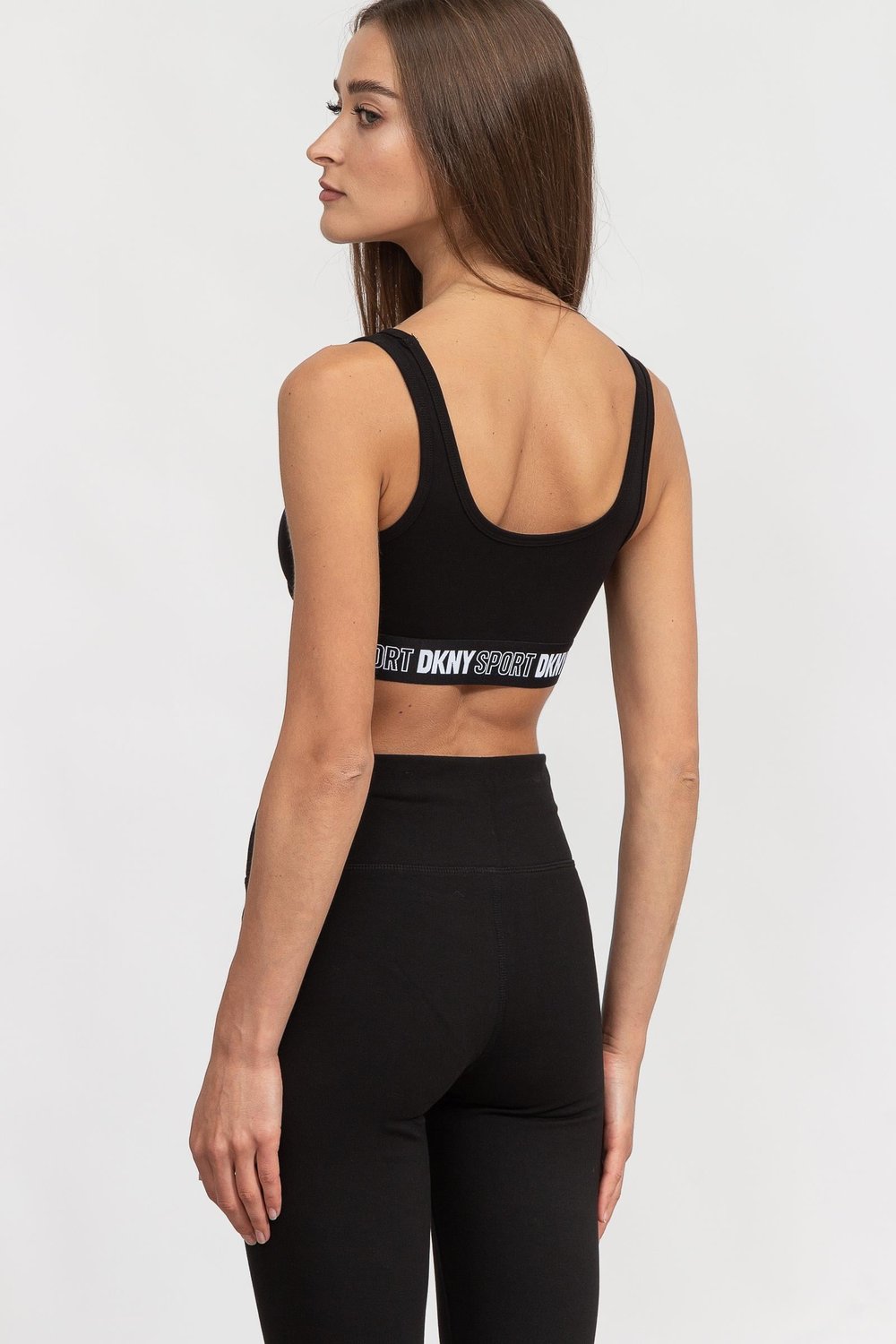 DKNY Sport Outline Logo Kadın Sporcu Sütyen Siyah
