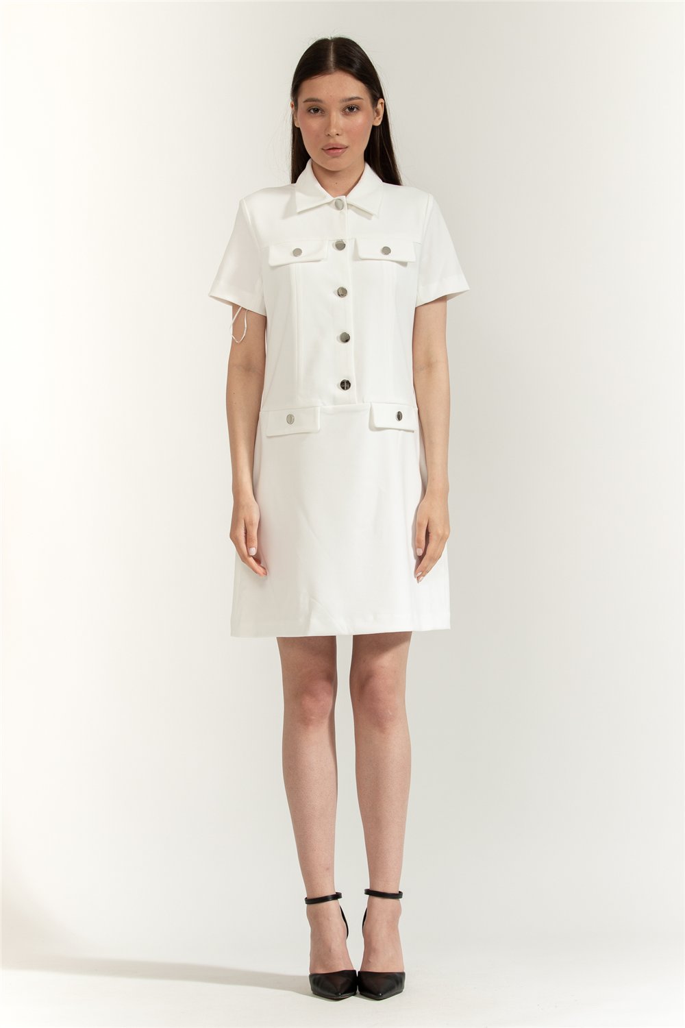DKNY S/S Shift W/ Buttons Kadın Elbise