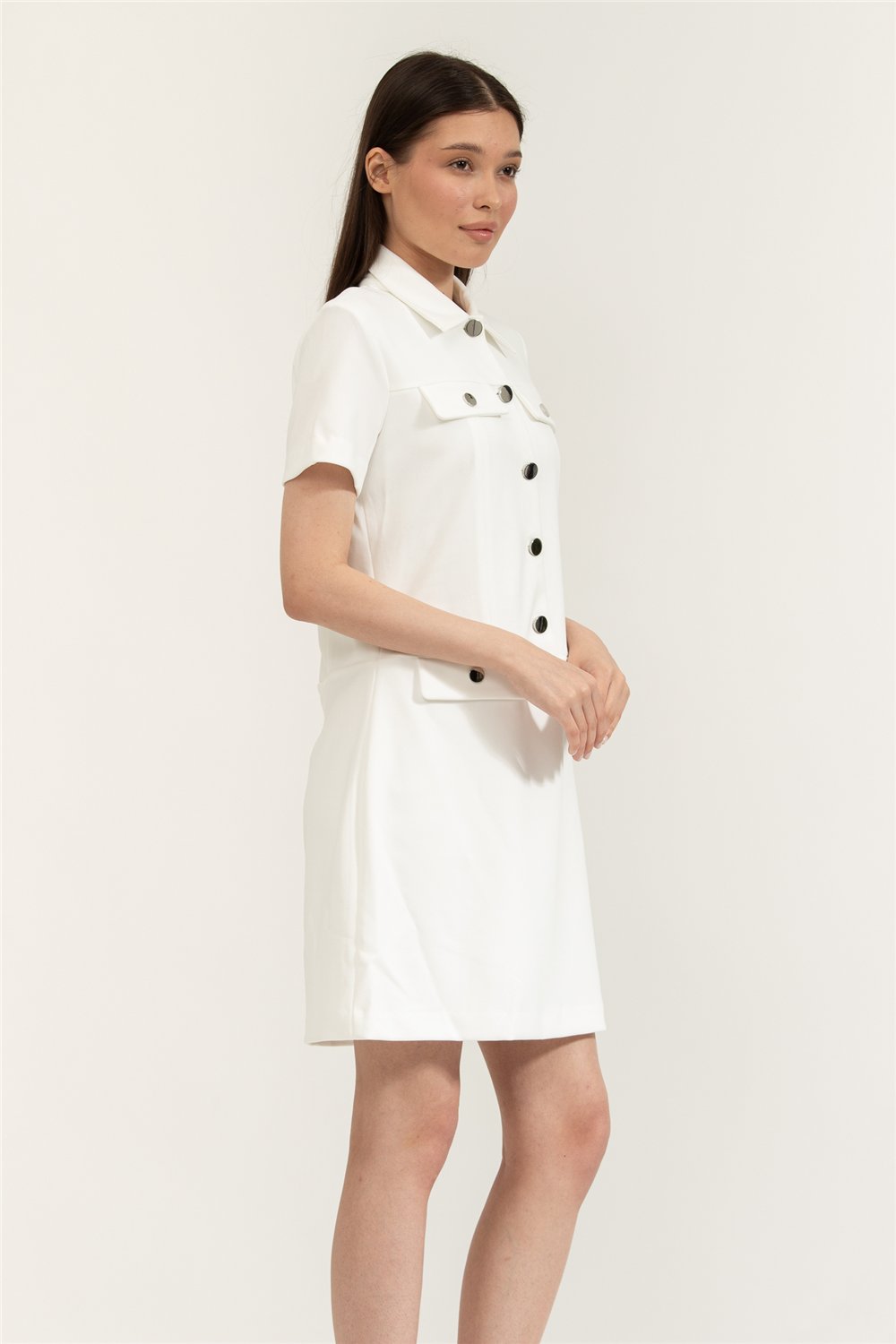 DKNY S/S Shift W/ Buttons Kadın Elbise