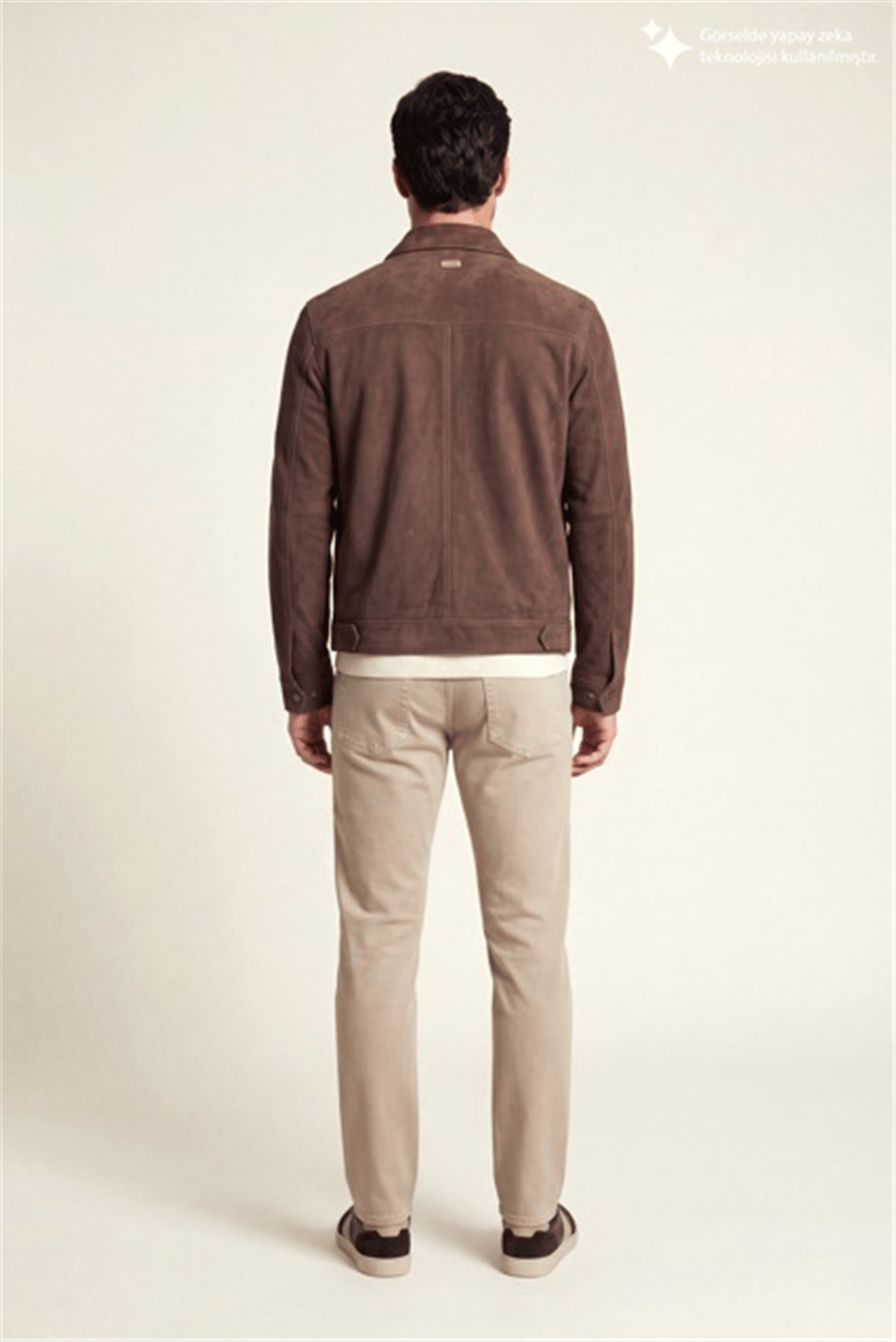DKNY Suede Leather Zip Overshirt Erkek Deri Mont Kahverengi