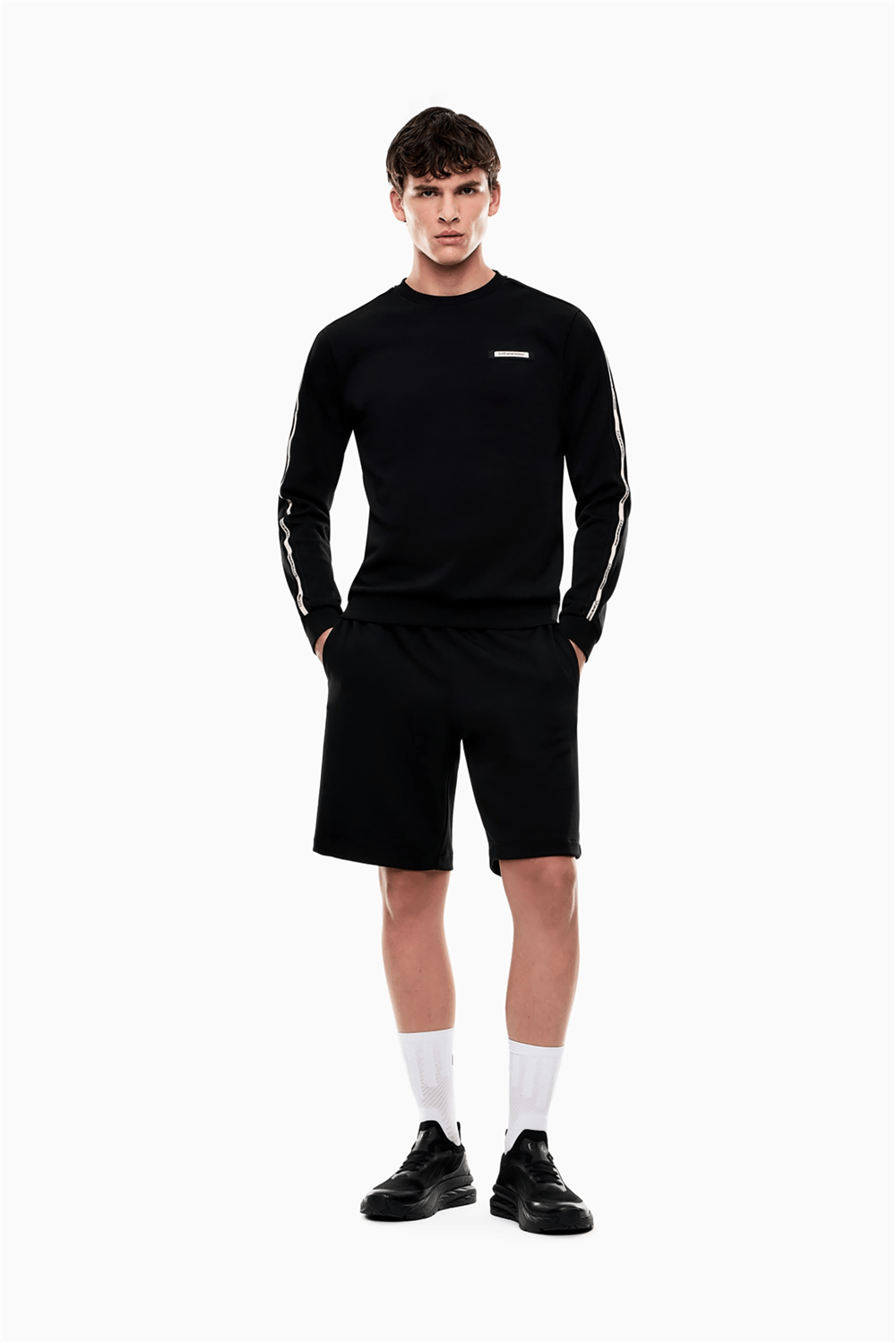EA7 Erkek Bisiklet Yaka Sweatshirt Siyah