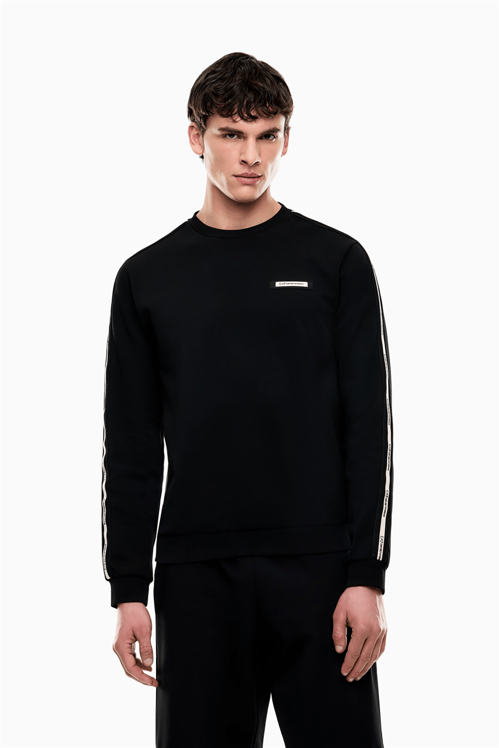 EA7 Erkek Bisiklet Yaka Sweatshirt Siyah