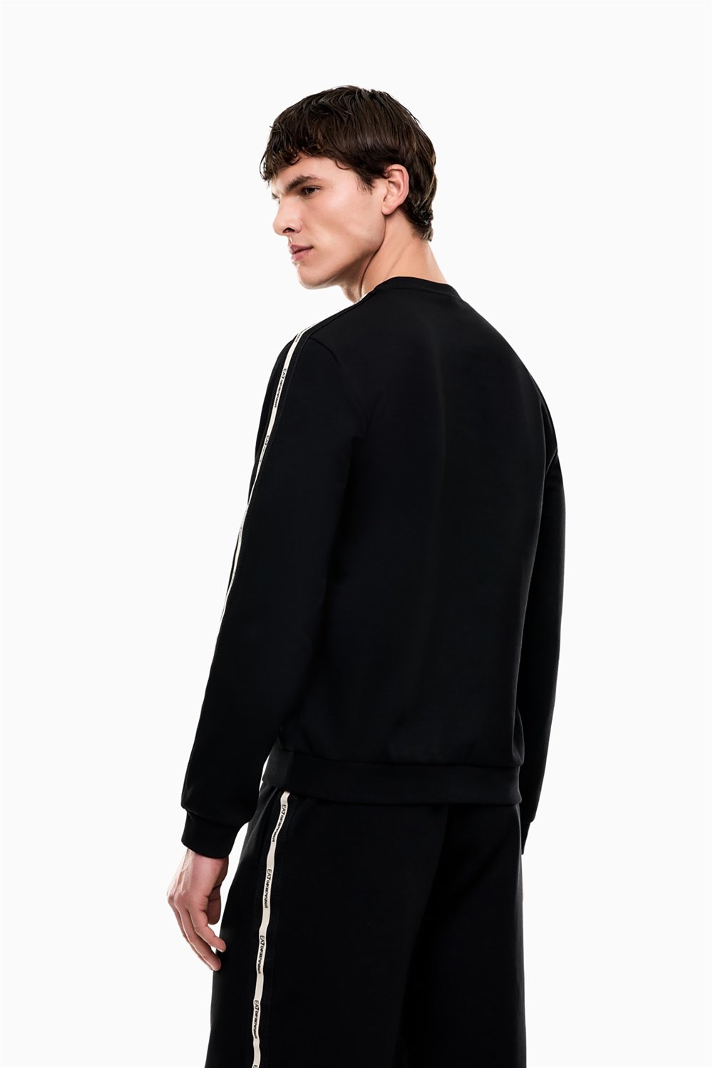 EA7 Erkek Bisiklet Yaka Sweatshirt Siyah