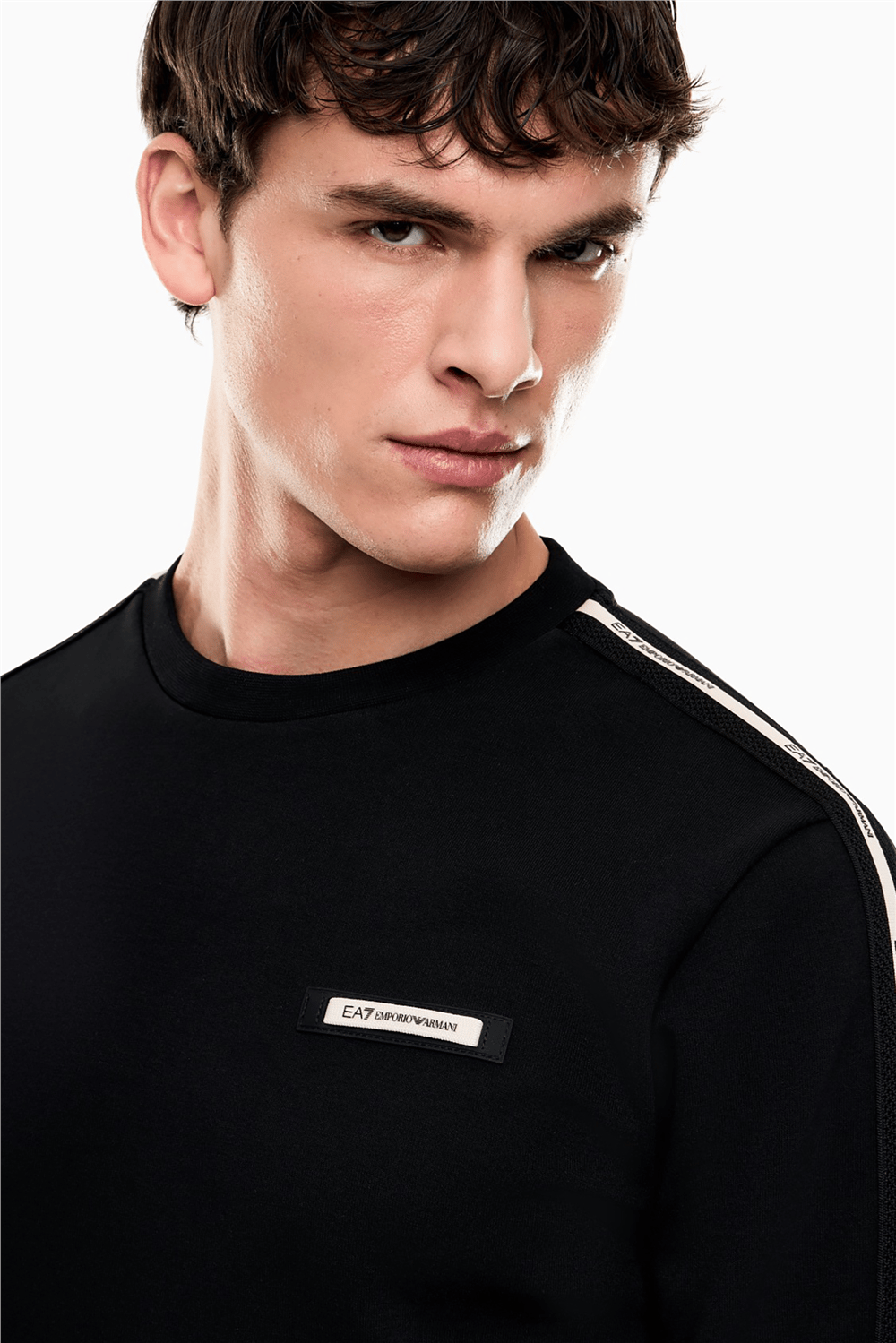 EA7 Erkek Bisiklet Yaka Sweatshirt Siyah