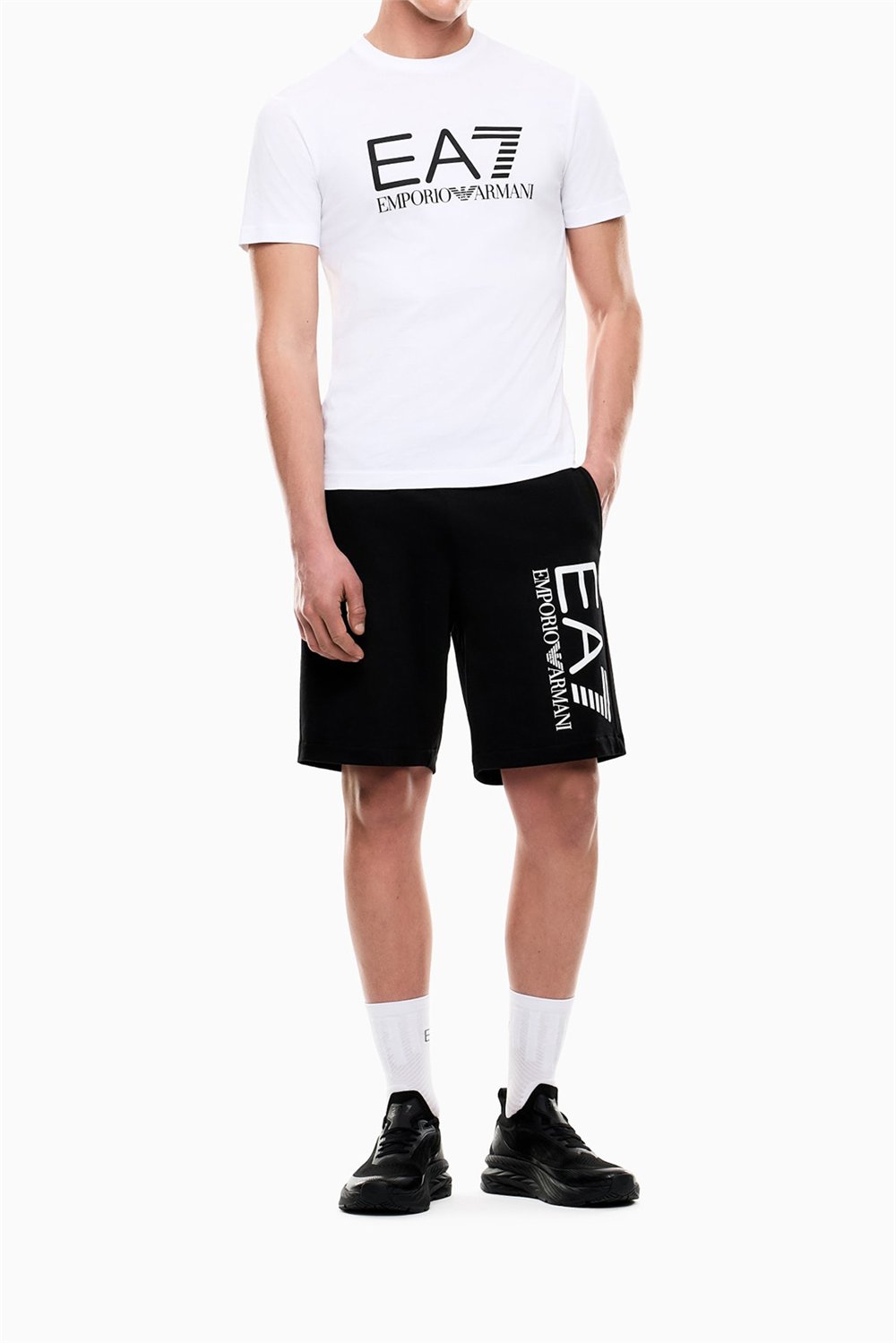 EA7 Erkek Bisiklet Yaka T-Shirt Beyaz