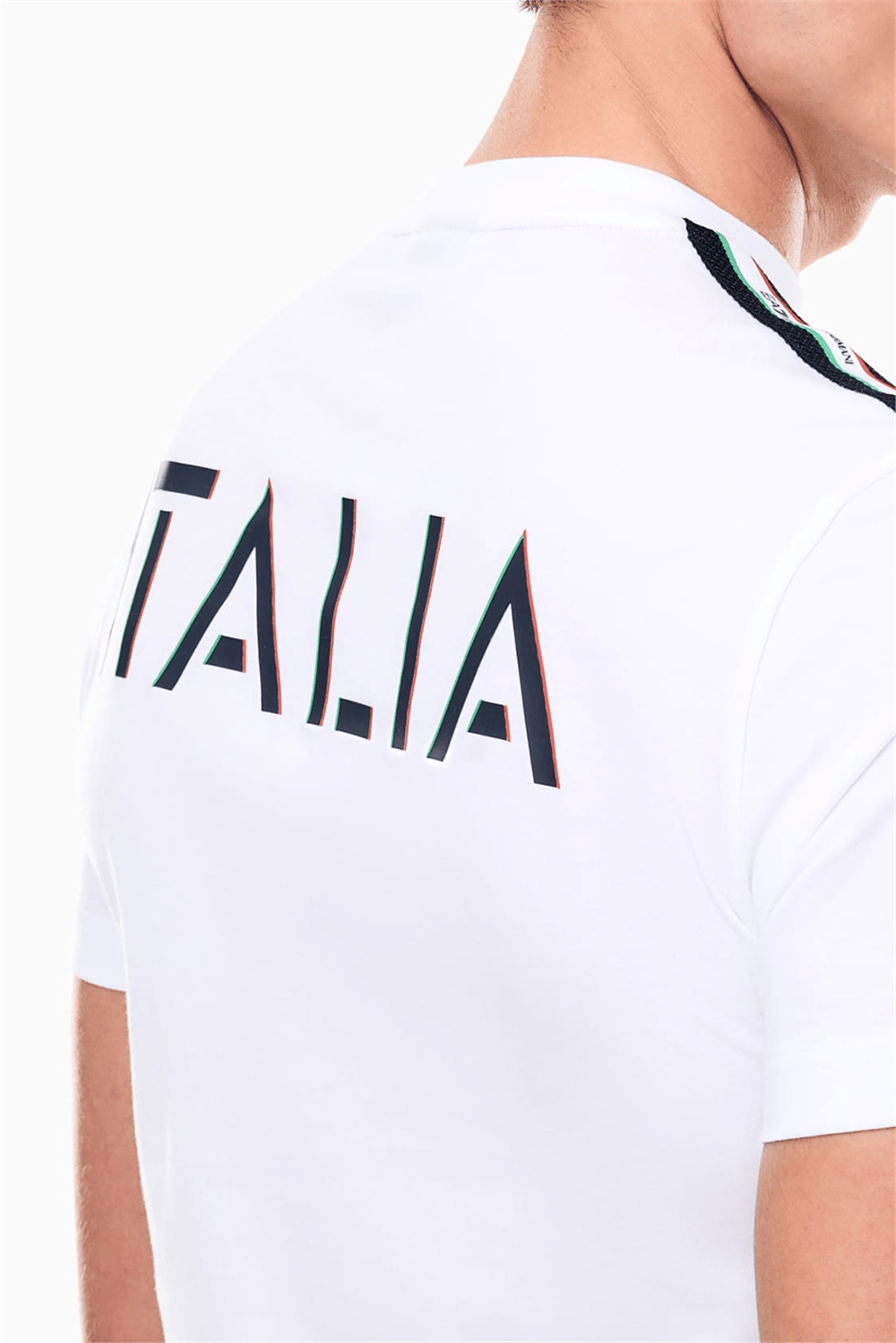 EA7 Erkek Bisiklet Yaka T-Shirt Beyaz
