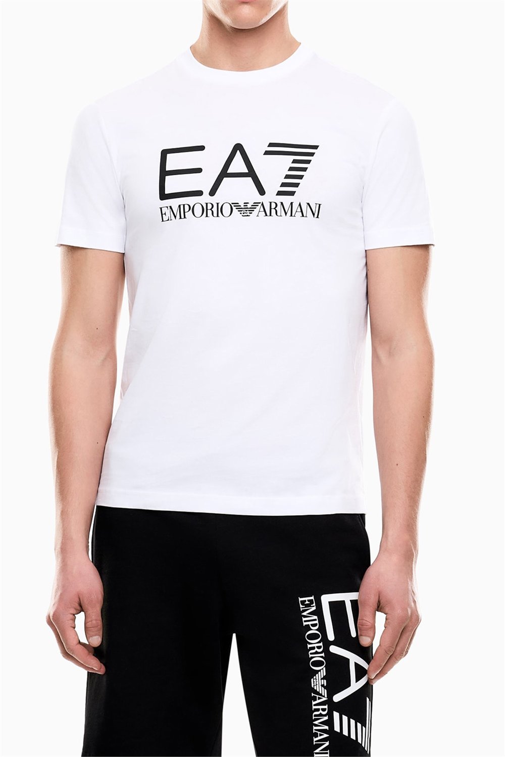 EA7 Erkek Bisiklet Yaka T-Shirt Beyaz