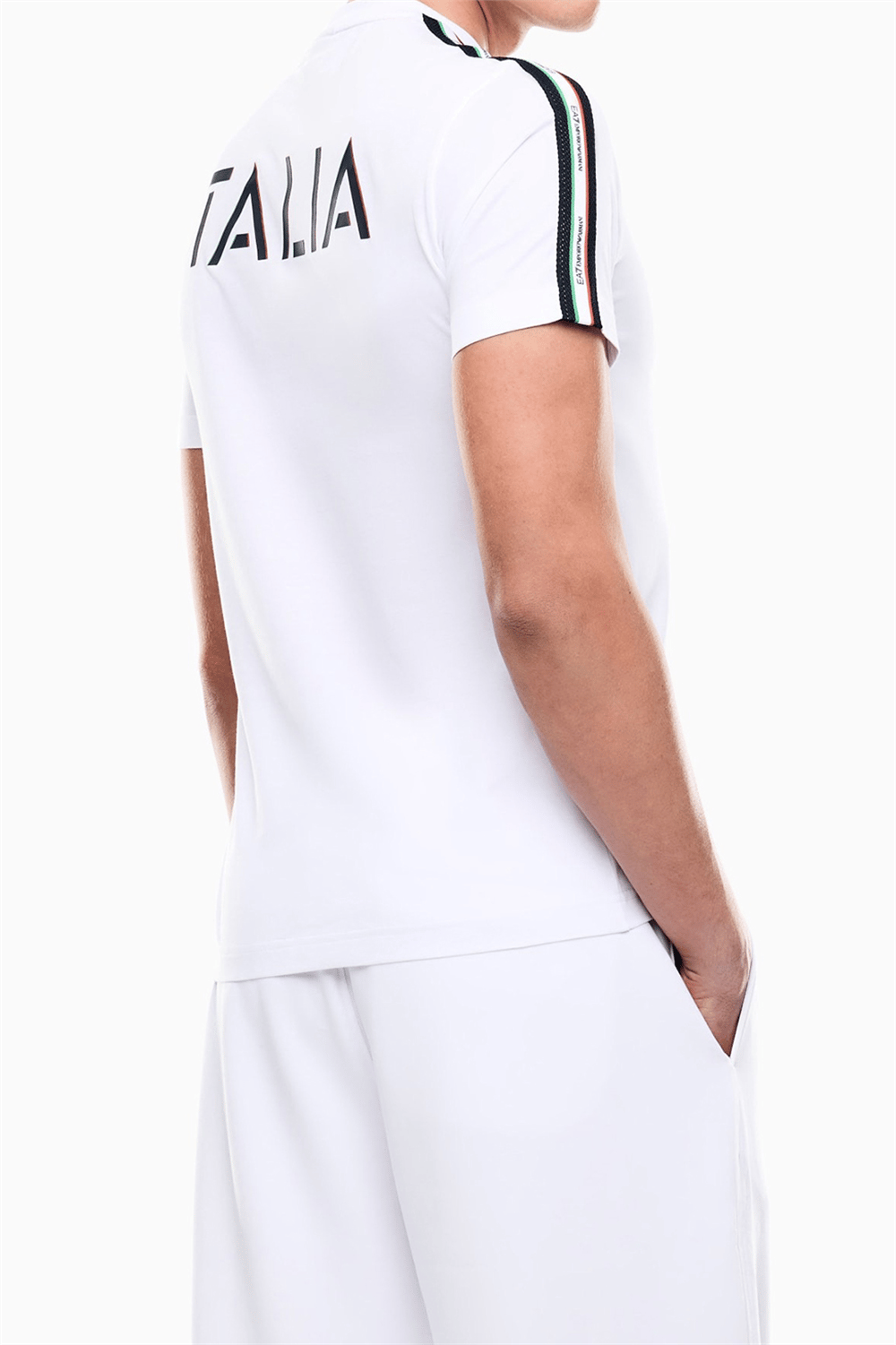EA7 Erkek Bisiklet Yaka T-Shirt Beyaz