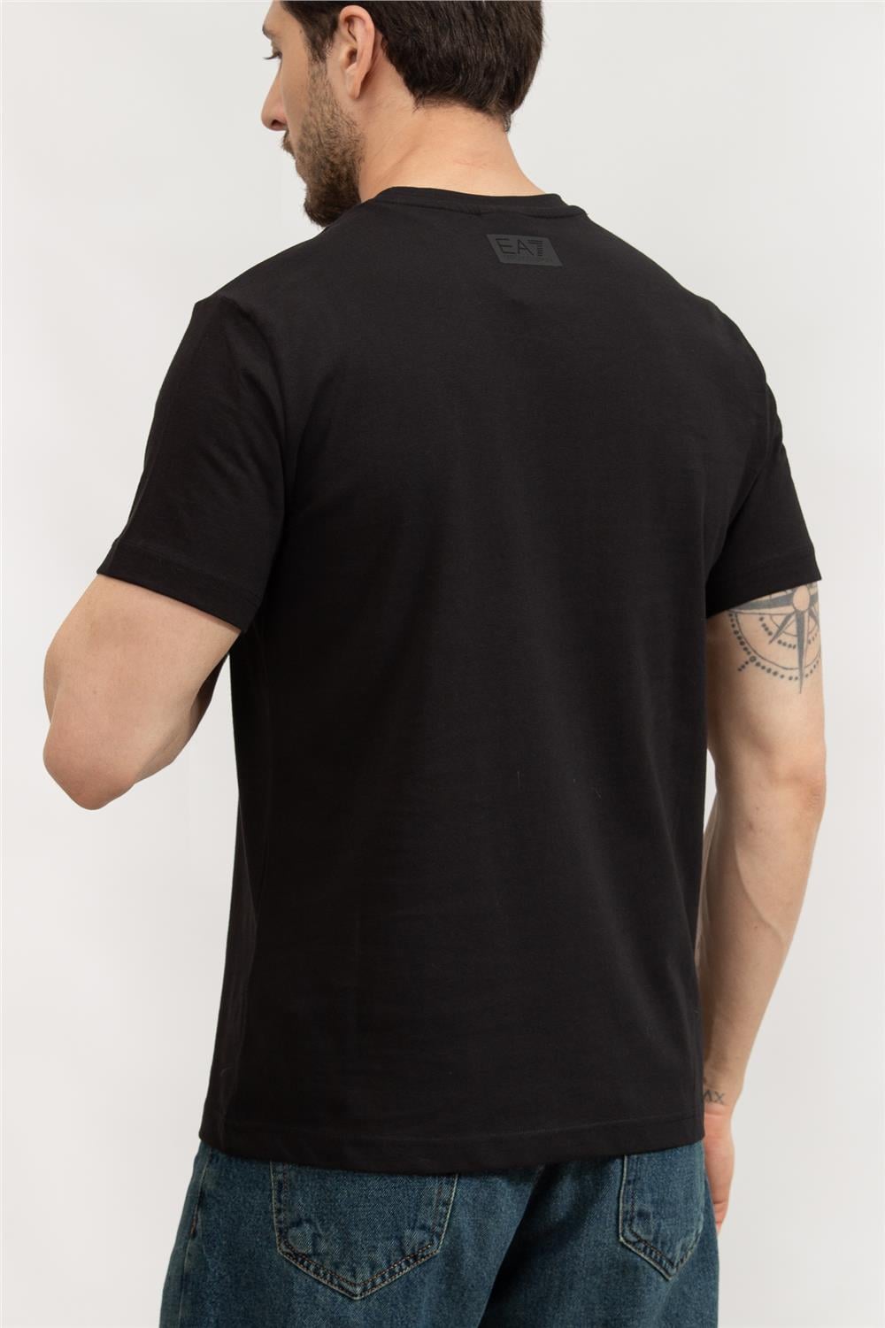 EA7 Erkek Bisiklet Yaka T-Shirt Siyah