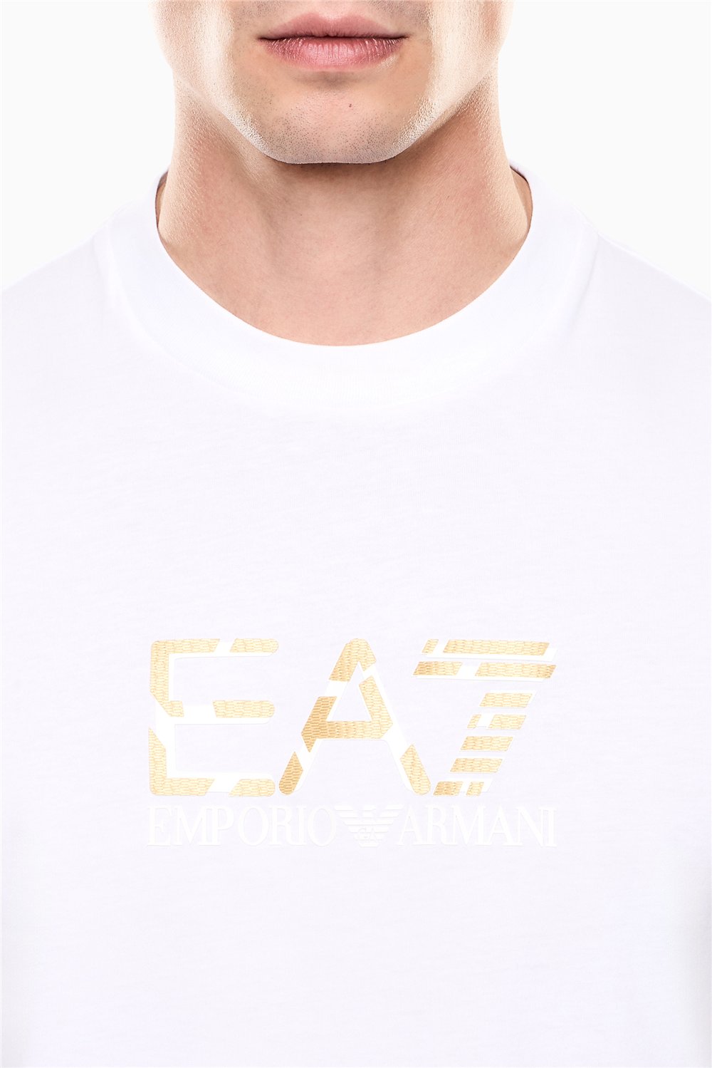 EA7 Erkek Bisiklet Yaka T-Shirt Mavi