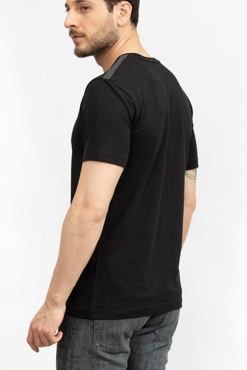 EA7 Erkek Bisiklet Yaka T-Shirt Siyah