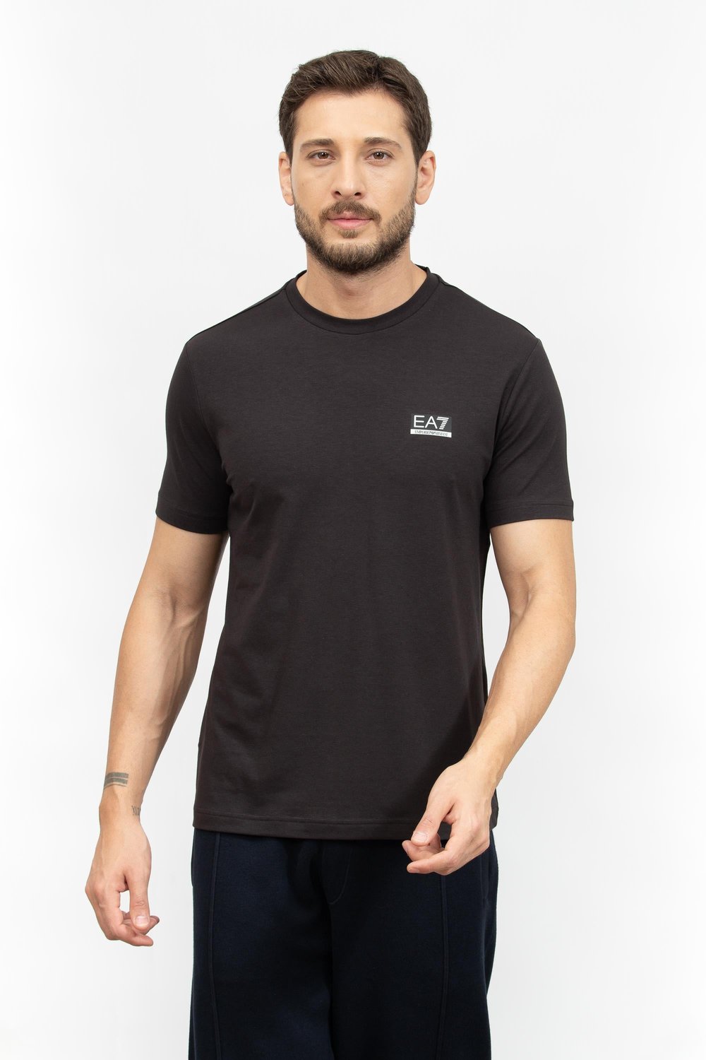 EA7 Erkek Bisiklet Yaka T-Shirt Siyah