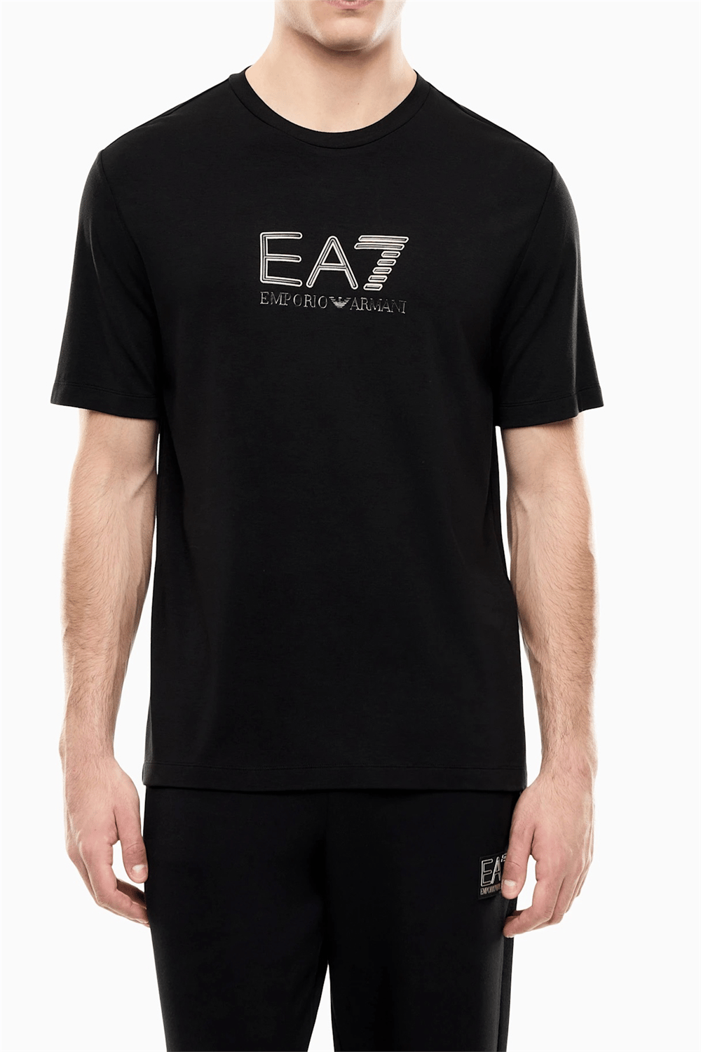 EA7 Erkek Bisiklet Yaka T-Shirt Siyah