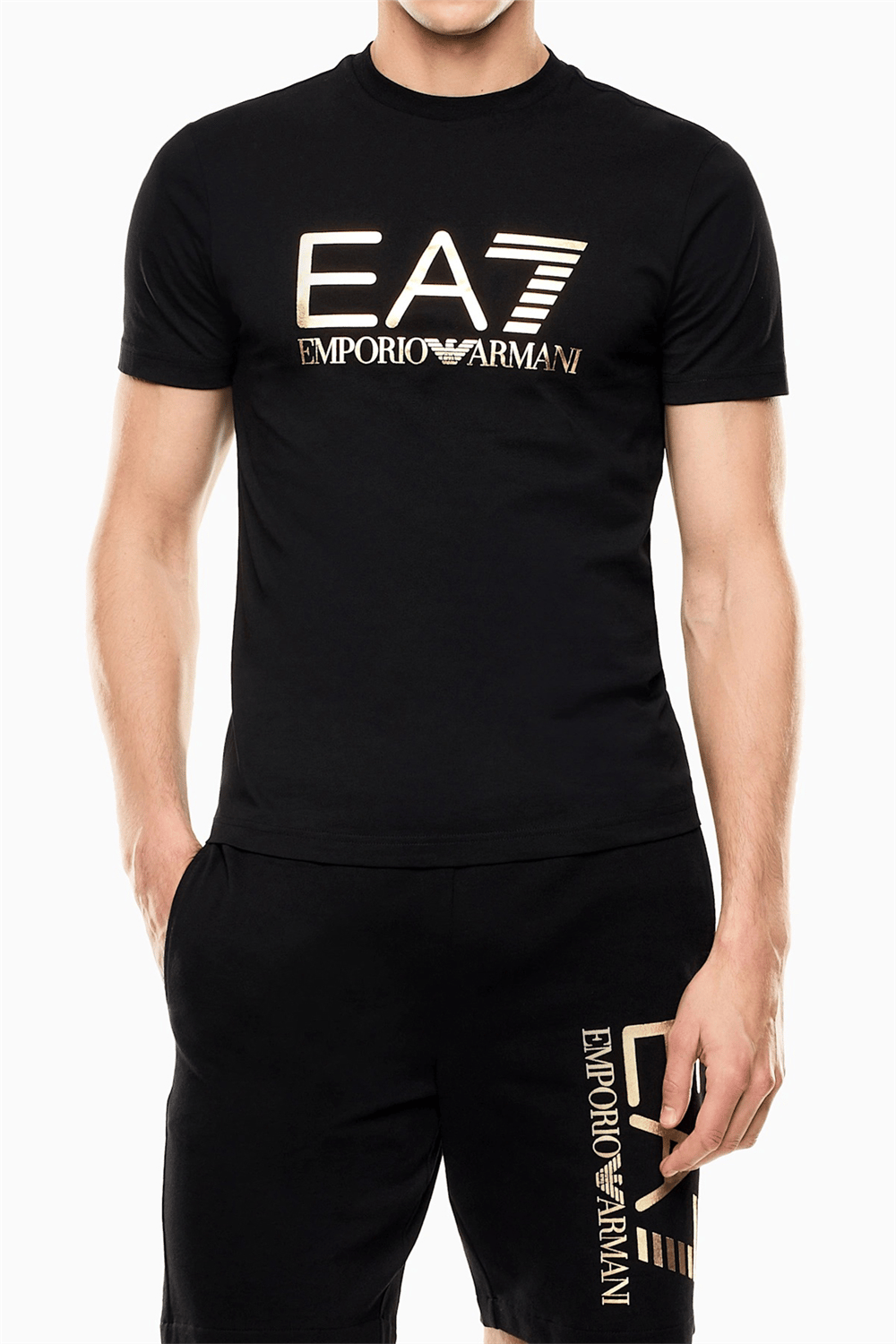 EA7 Erkek Bisiklet Yaka T-Shirt Siyah