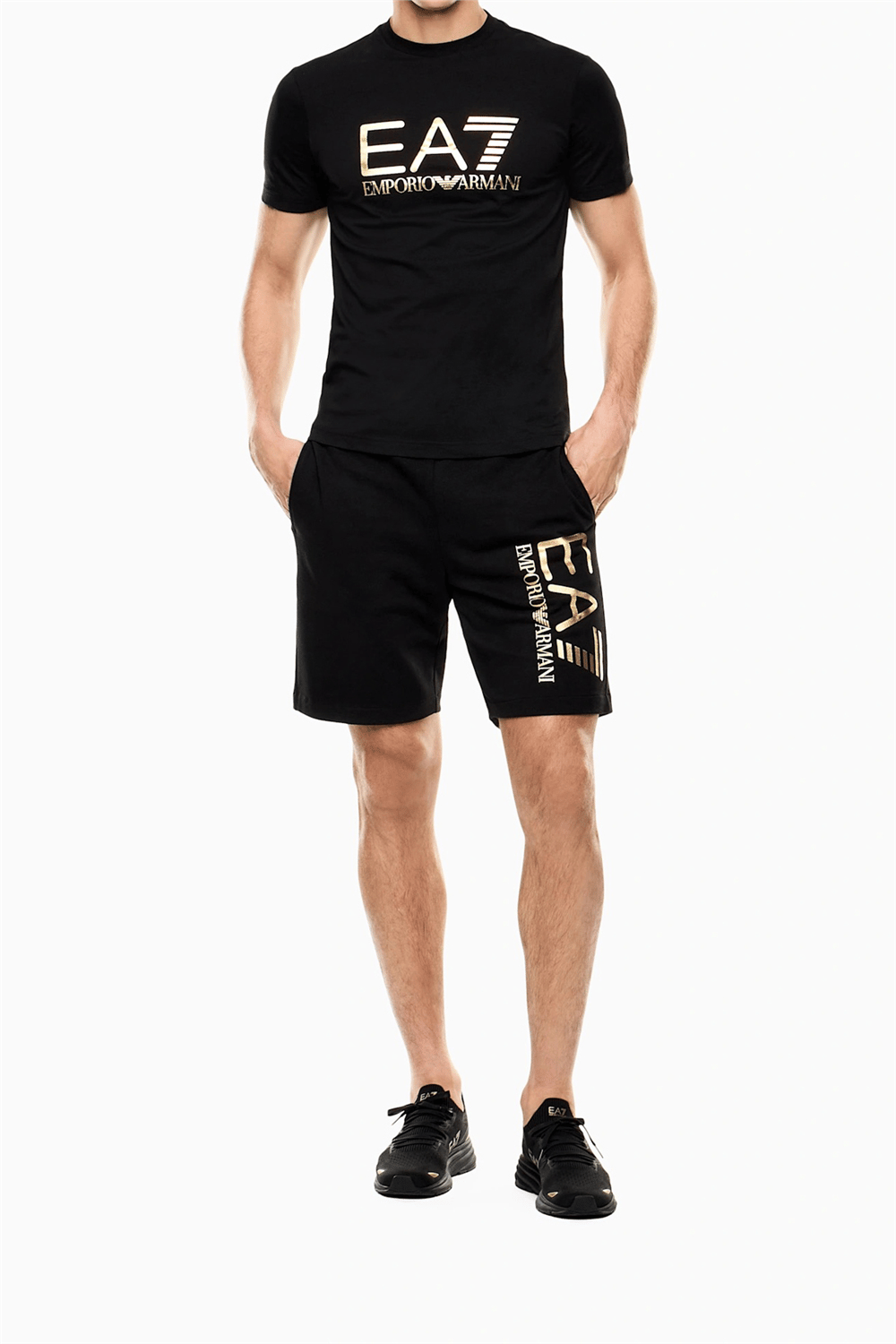EA7 Erkek Bisiklet Yaka T-Shirt Siyah